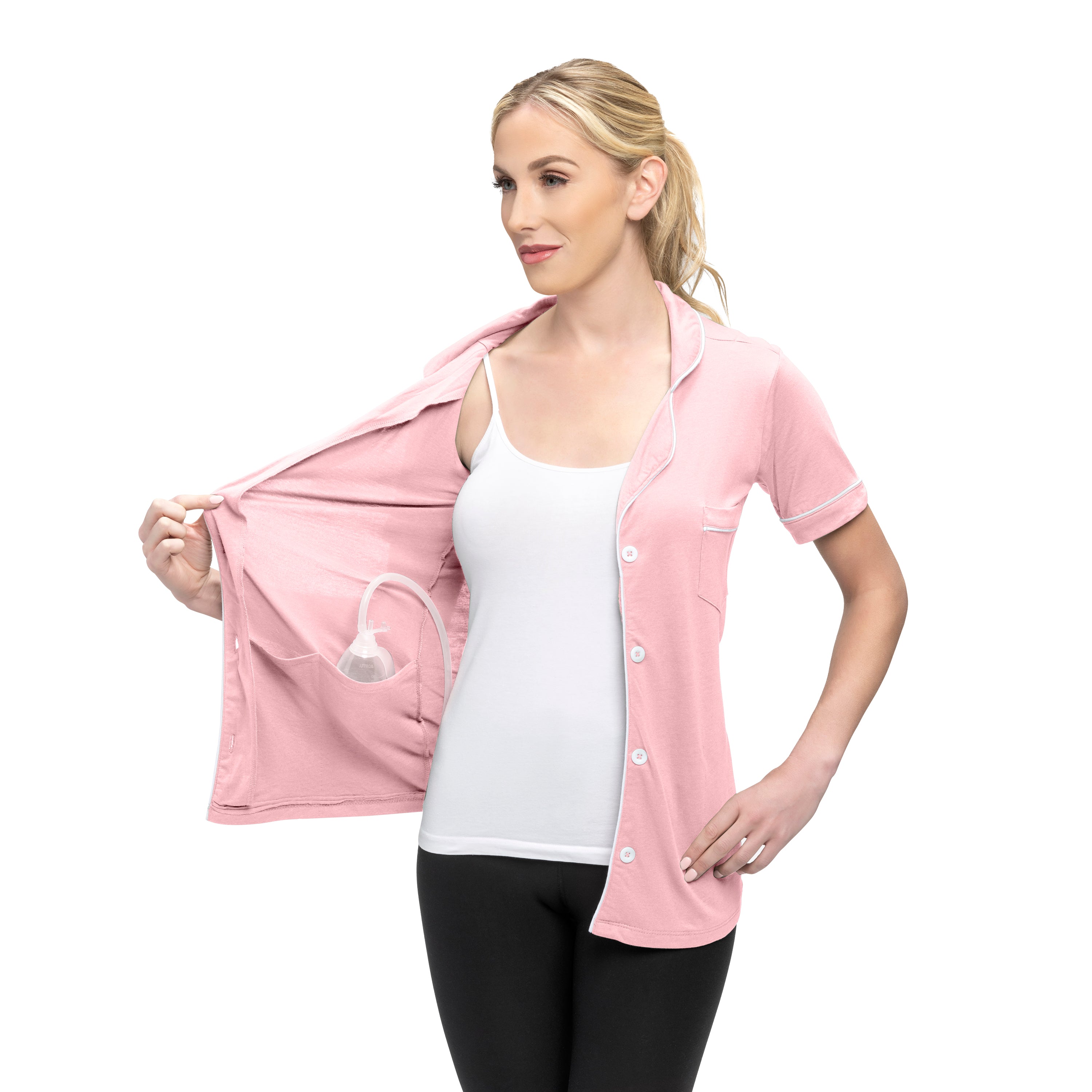 Mastectomy Recovery Hoodie with Surgical Drain Pockets Lightweight