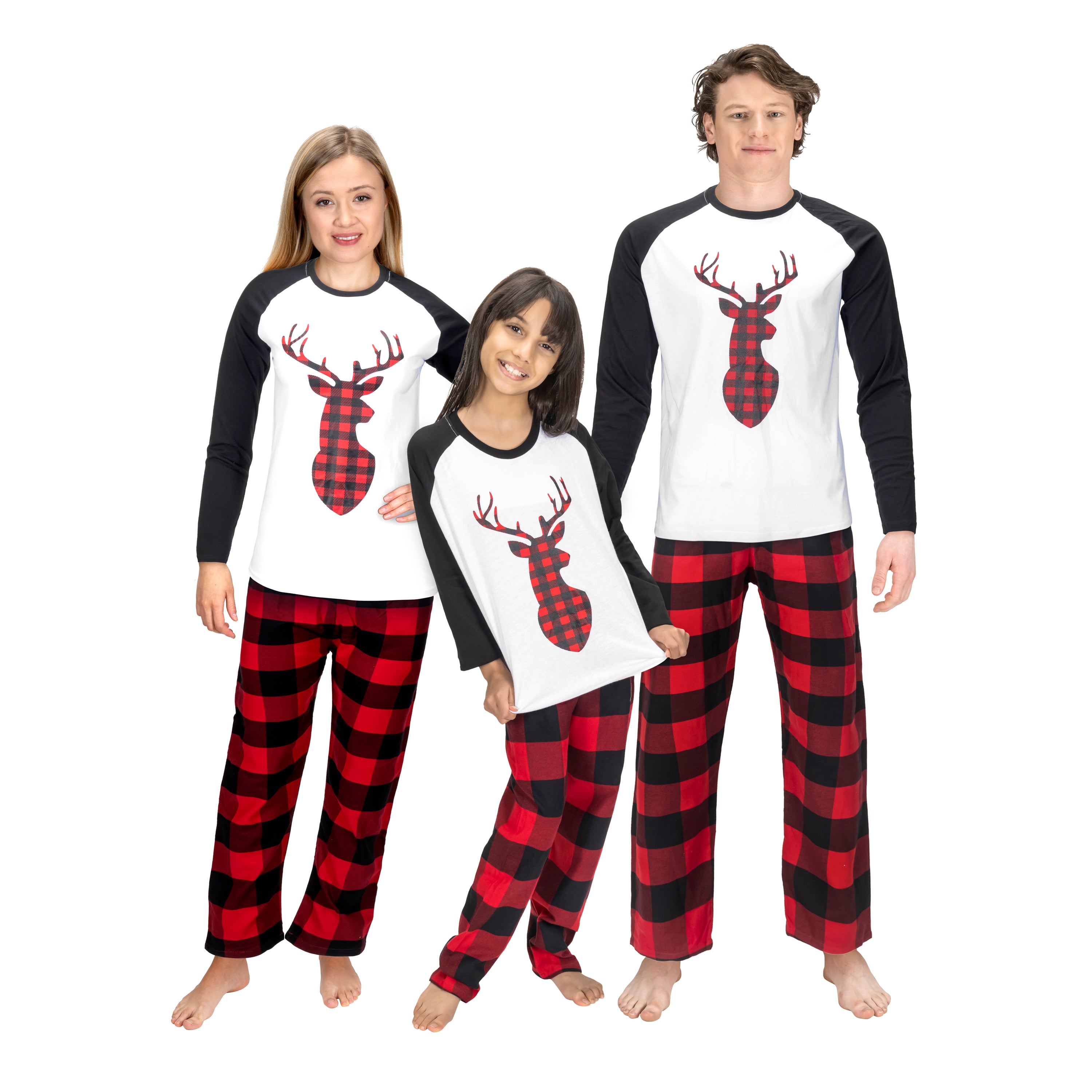 Christmas Pajamas for Family, Matching Family Christmas Pjs Sets Red and  Black Plaid Printed Top Sleepwear