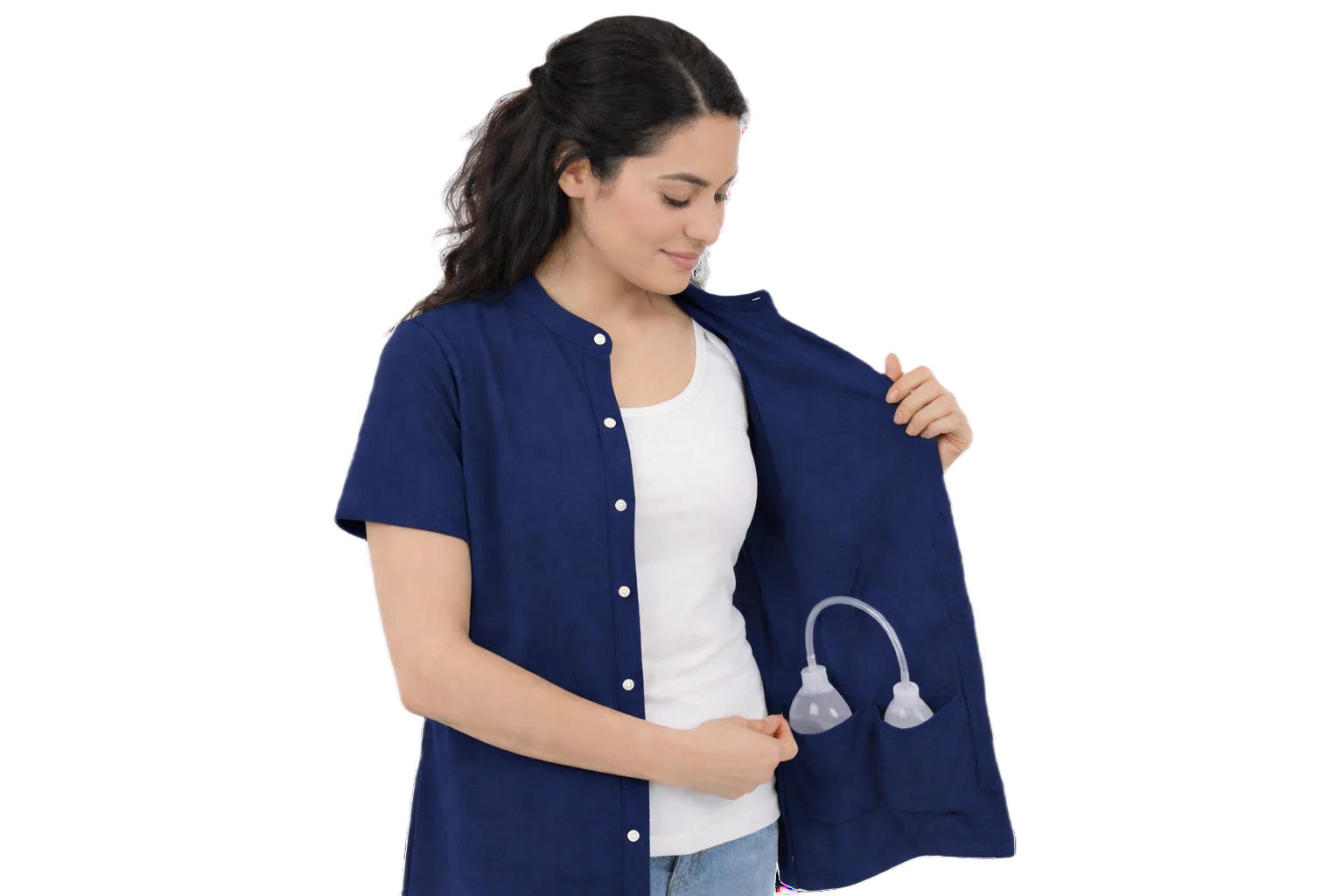 USBD Post Mastectomy Band collar shirt with Drain pockets Camisole for Drain Management Systems