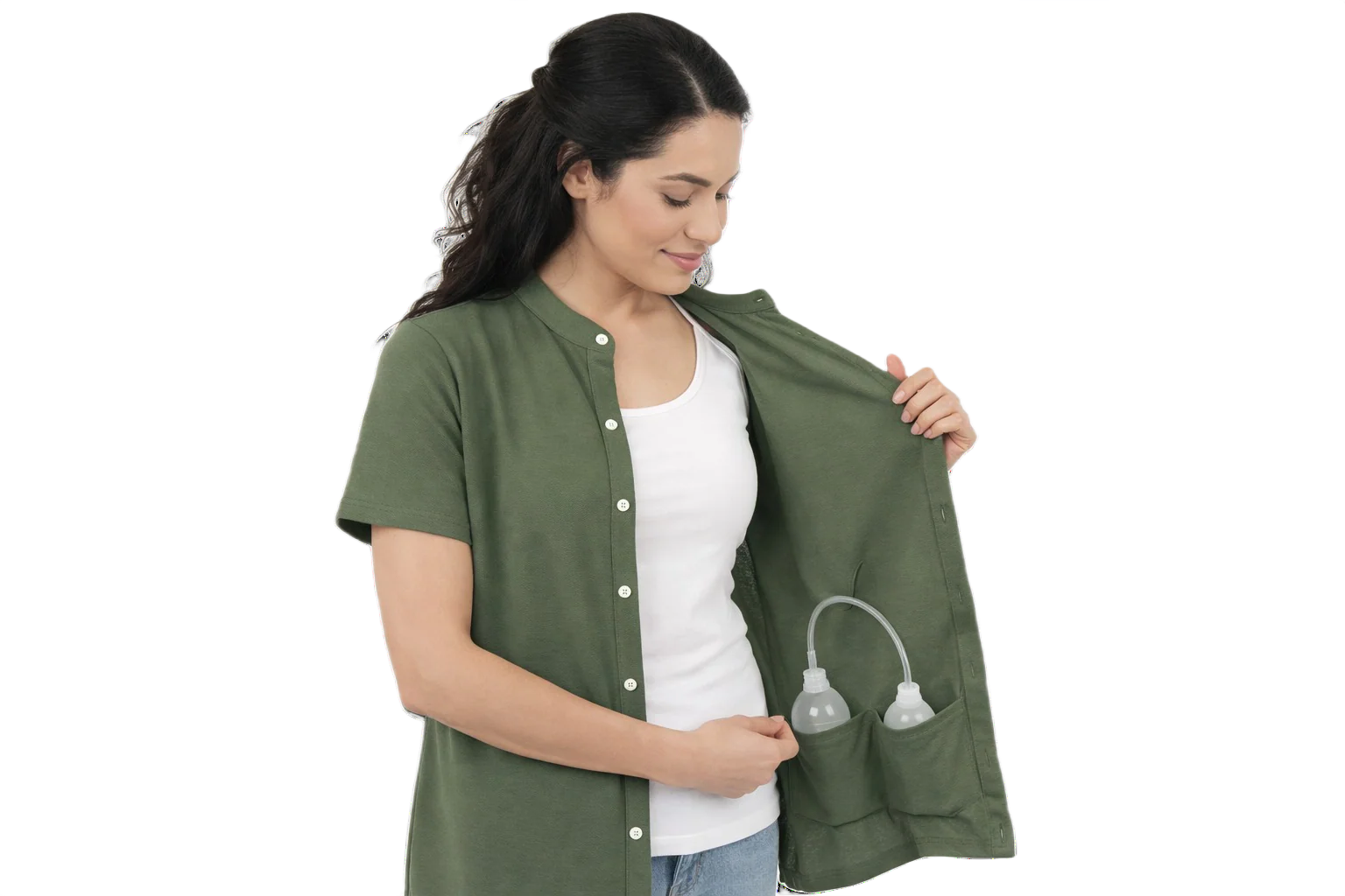 USBD Post Mastectomy Band collar shirt with Drain pockets Camisole for Drain Management Systems