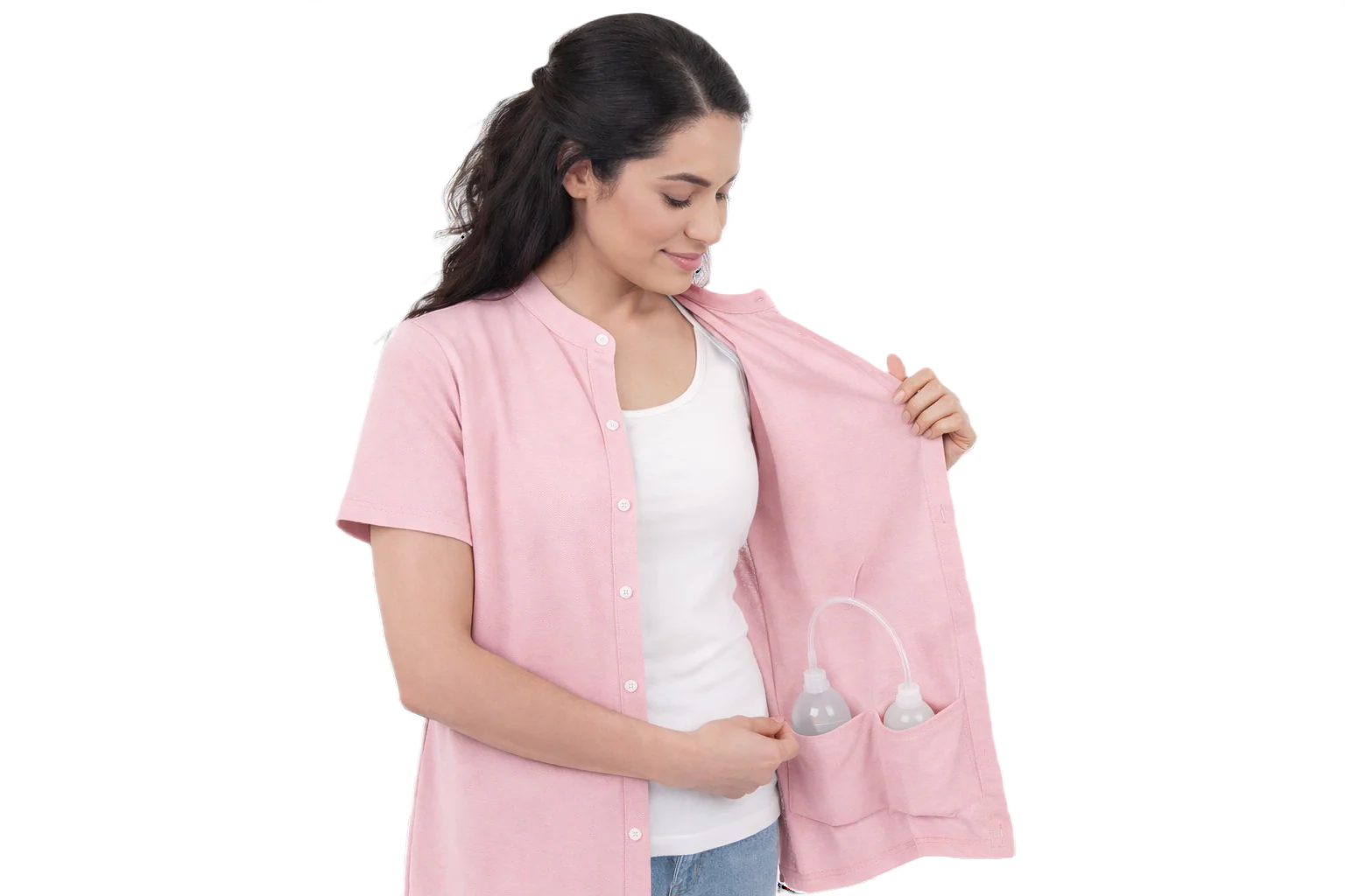 USBD Post Mastectomy Band collar shirt with Drain pockets Camisole for Drain Management Systems