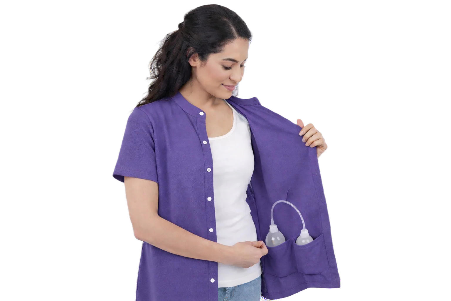 USBD Post Mastectomy Band collar shirt with Drain pockets Camisole for Drain Management Systems