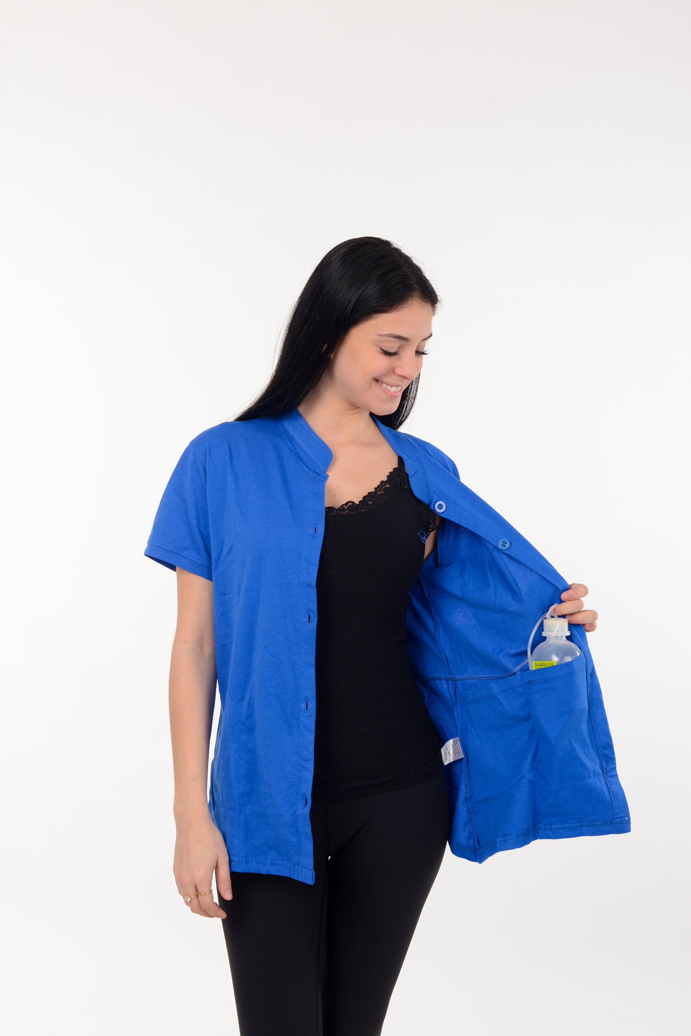 Post Mastectomy Band collar shirt with Drain pockets Camisole for Drain Management Systems