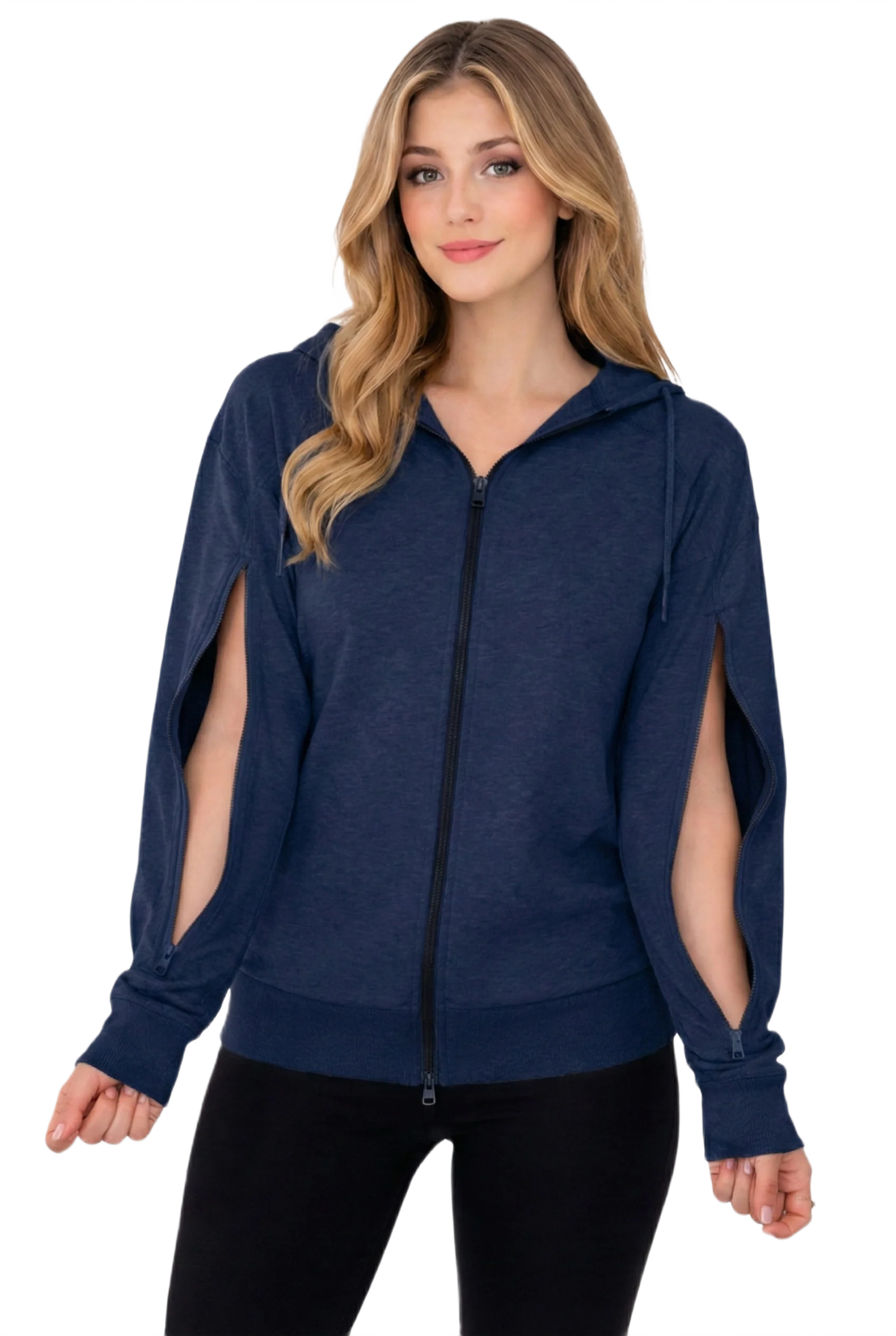USBD Unisex Dialysis Hoodie with Arm Zippers - Terry Cotton Hemodialysis & Chemo Port Access Adaptive Patient Sweatshirt