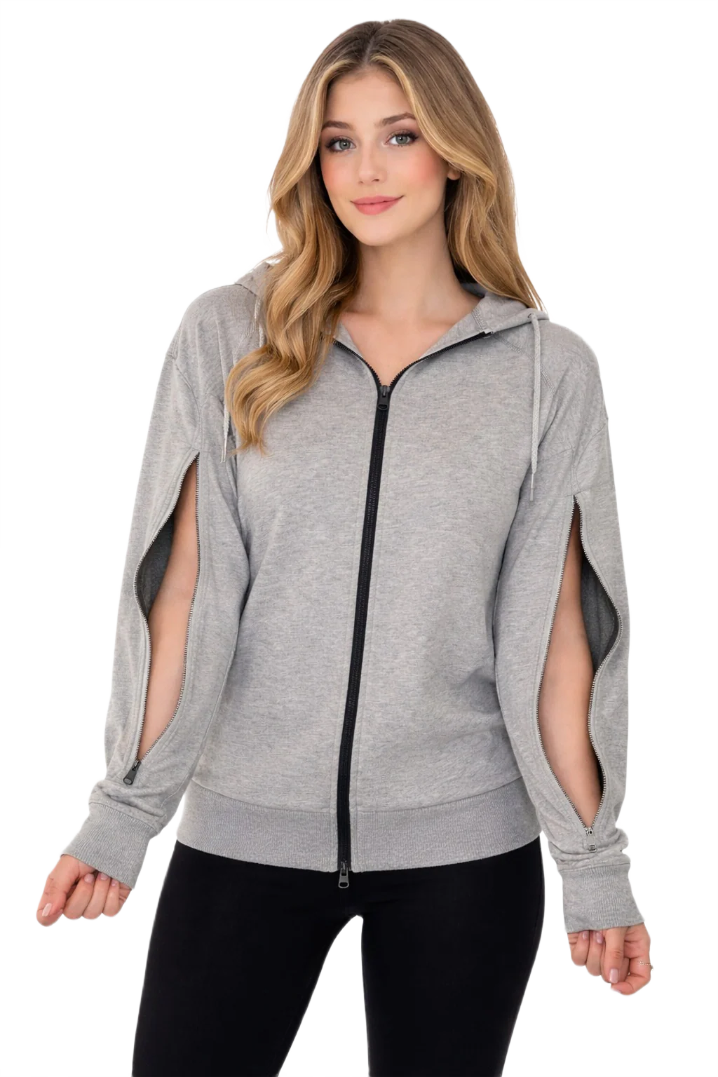USBD Unisex Dialysis Hoodie with Arm Zippers - Terry Cotton Hemodialysis & Chemo Port Access Adaptive Patient Sweatshirt