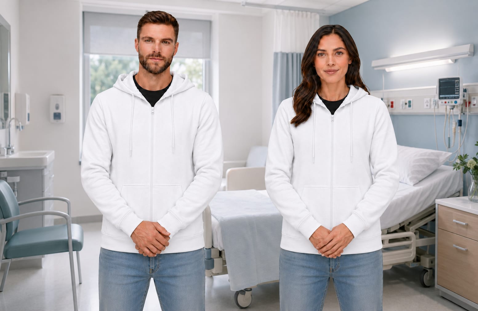 USBD Unisex Dialysis Hoodie with Arm Zippers - Terry Cotton Hemodialysis & Chemo Port Access Adaptive Patient Sweatshirt