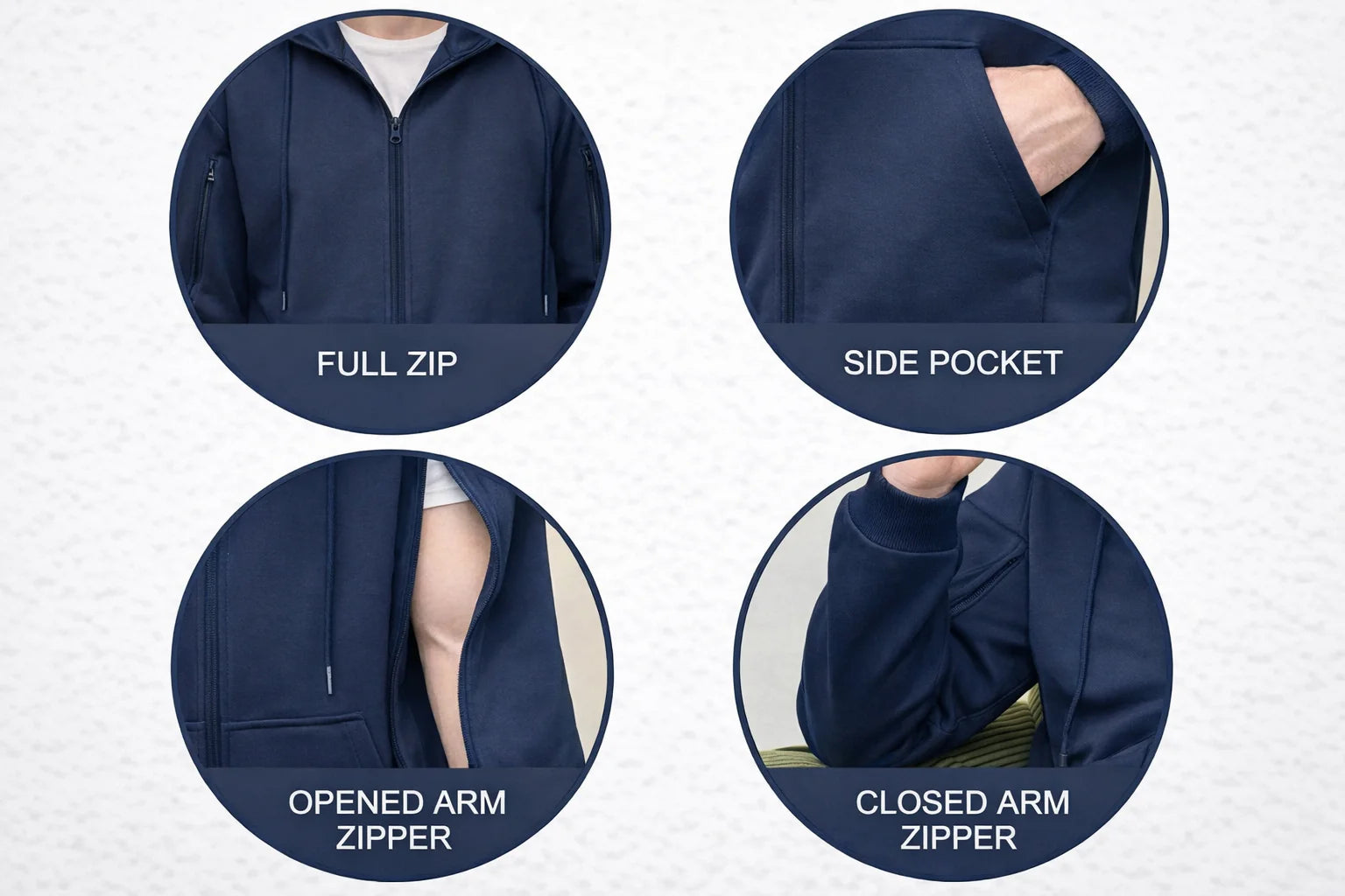 USBD Unisex Dialysis Hoodie with Arm Zippers - Terry Cotton Hemodialysis & Chemo Port Access Adaptive Patient Sweatshirt
