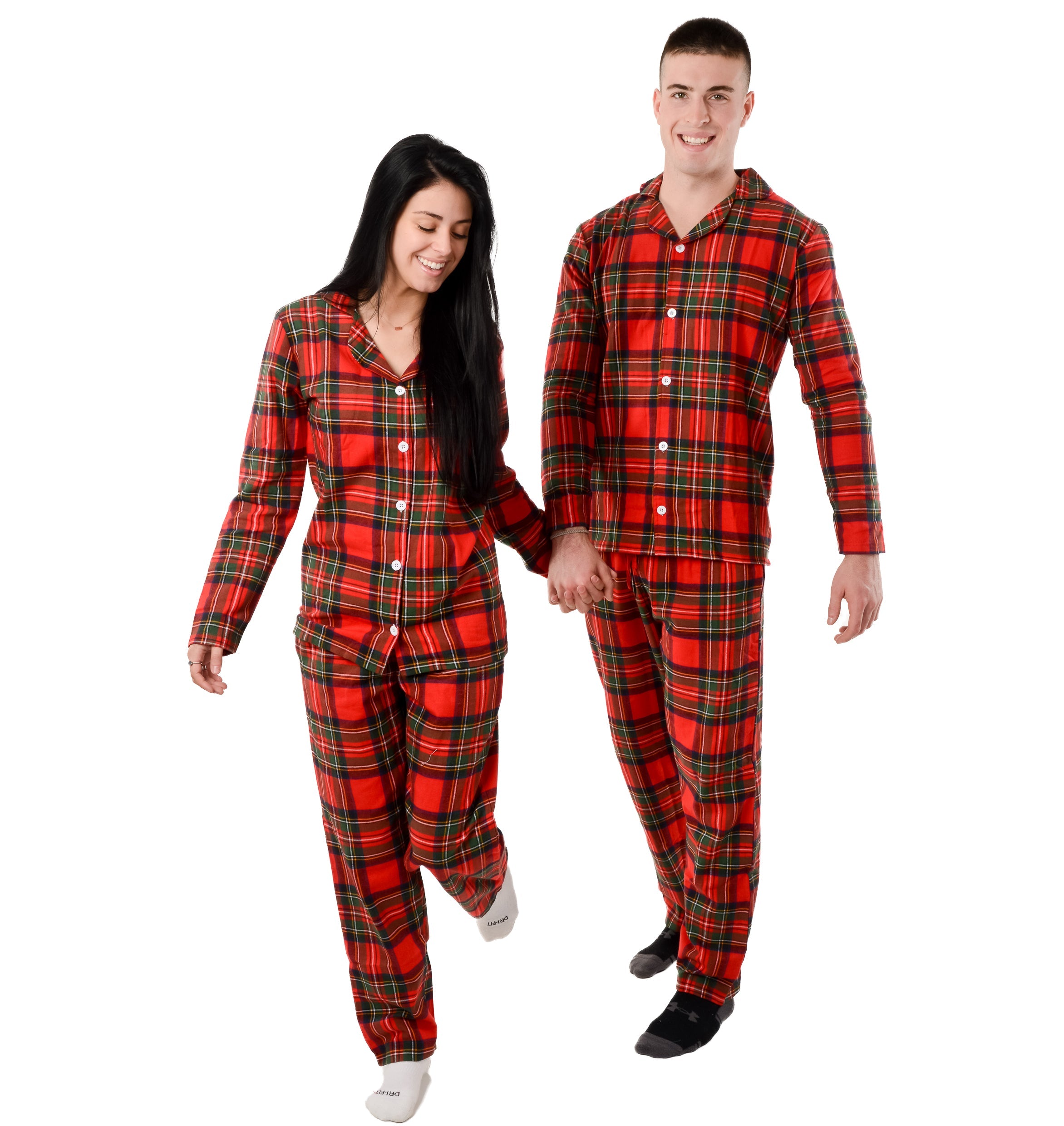 Christmas Family Matching Lapel Collar Pajama Sets Premium Microfiber Polyester Fabric Couple Pj