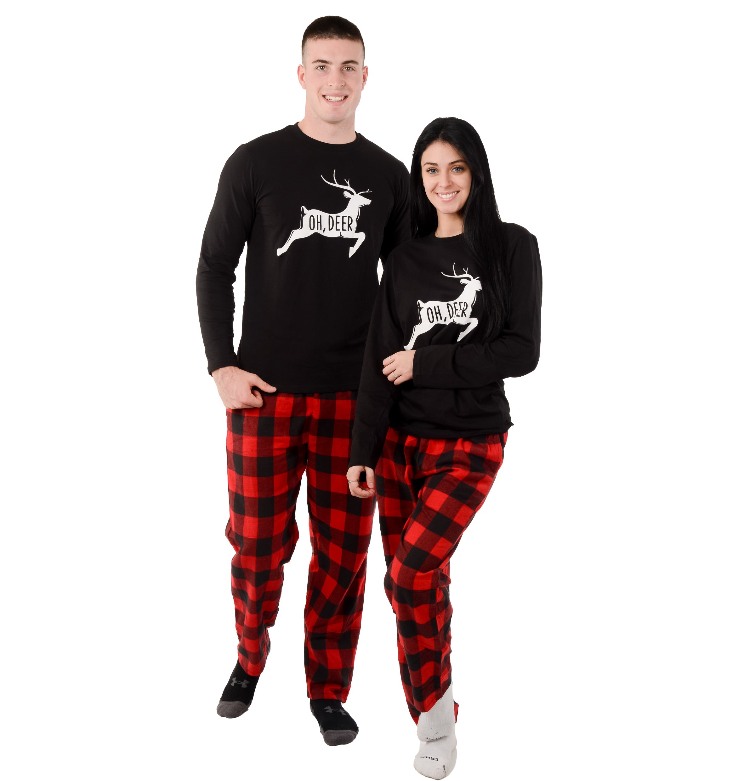 USBD Family Matching Pajama Sets Buffalo Plaid Couple Matching PJ Set Festive Holiday PJs for Men Women