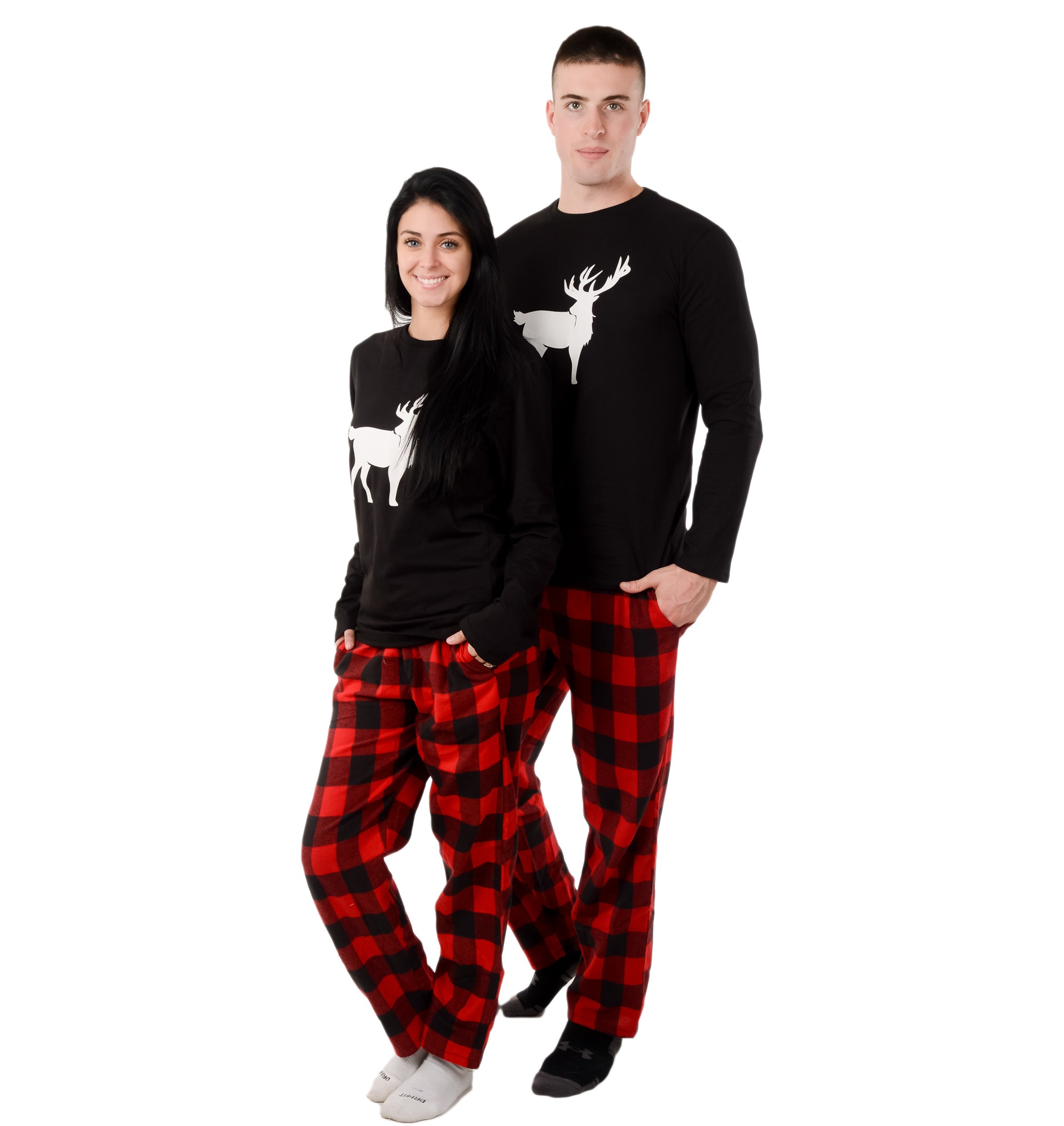 USBD Family Matching Pajama Sets Buffalo Plaid Couple Matching PJ Set Festive Holiday PJs for Men Women