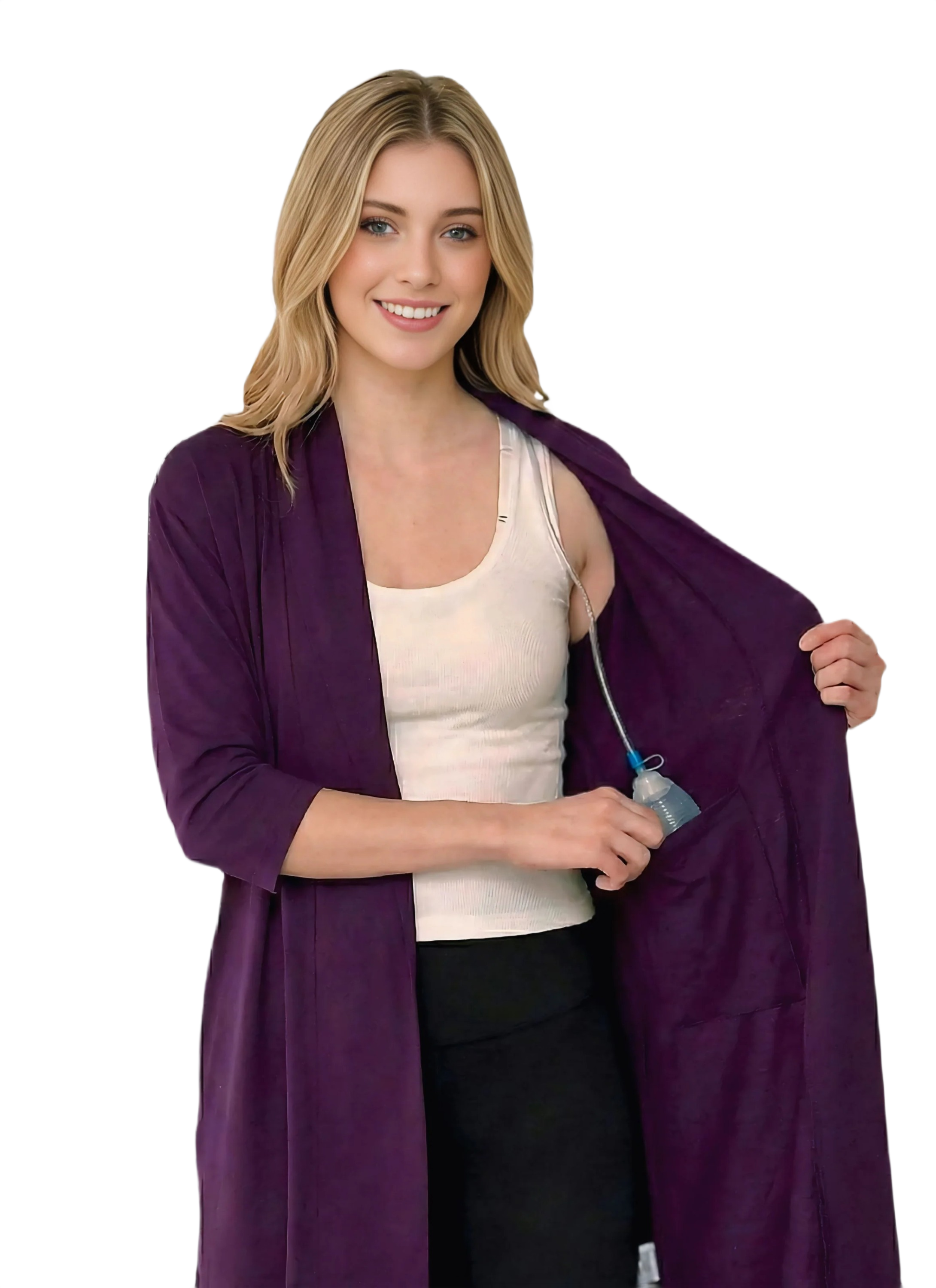 USBD Premium Post Mastectomy Robe With Inside Drain Pockets Women Recovery Bathrobe Apparel