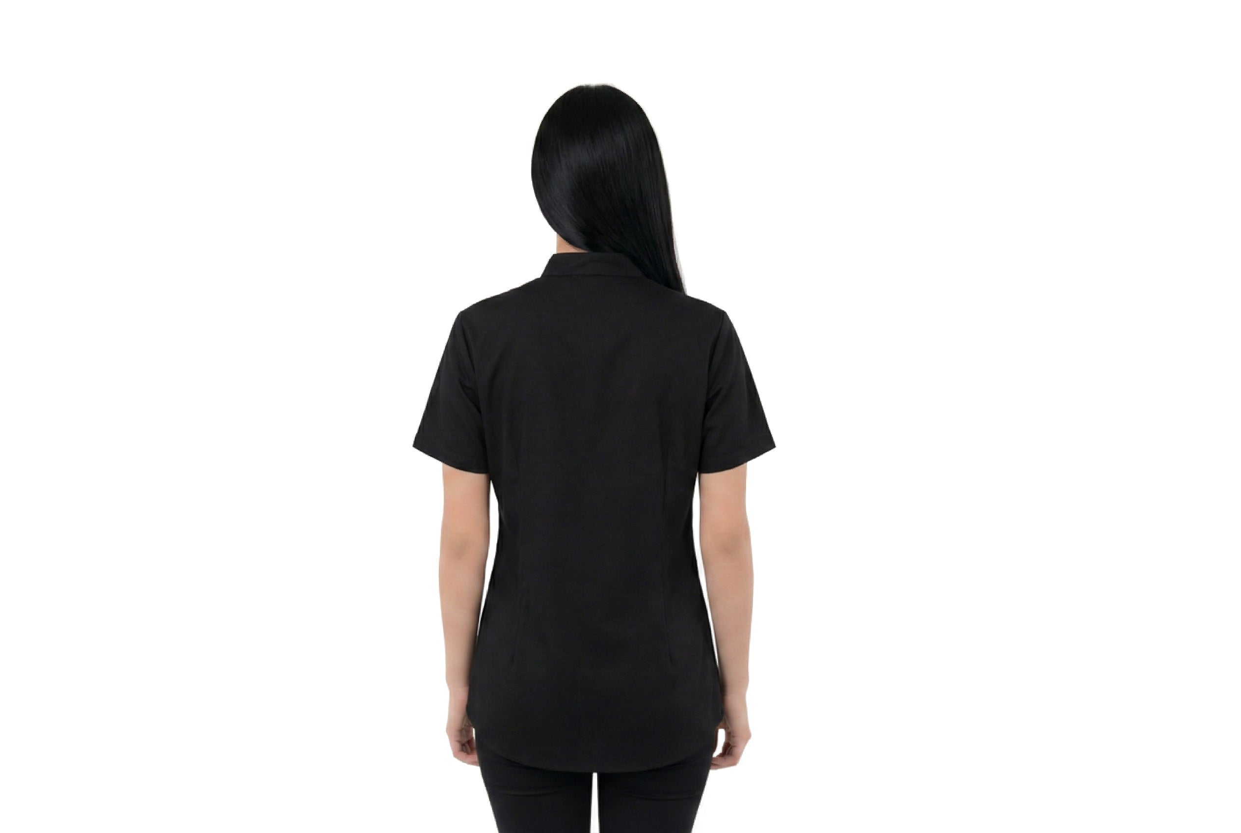 Black post mastectomy shirt, back view