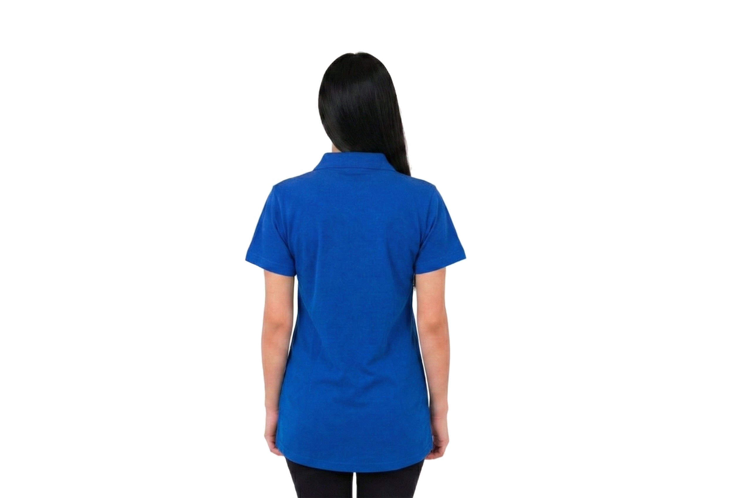 Royal blue post mastectomy shirt, back view