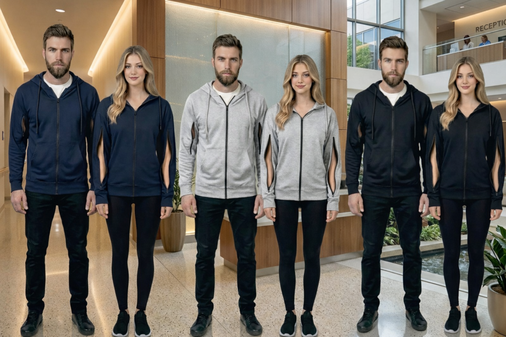 USBD Unisex Dialysis Hoodie with Arm Zippers - Terry Cotton Hemodialysis & Chemo Port Access Adaptive Patient Sweatshirt