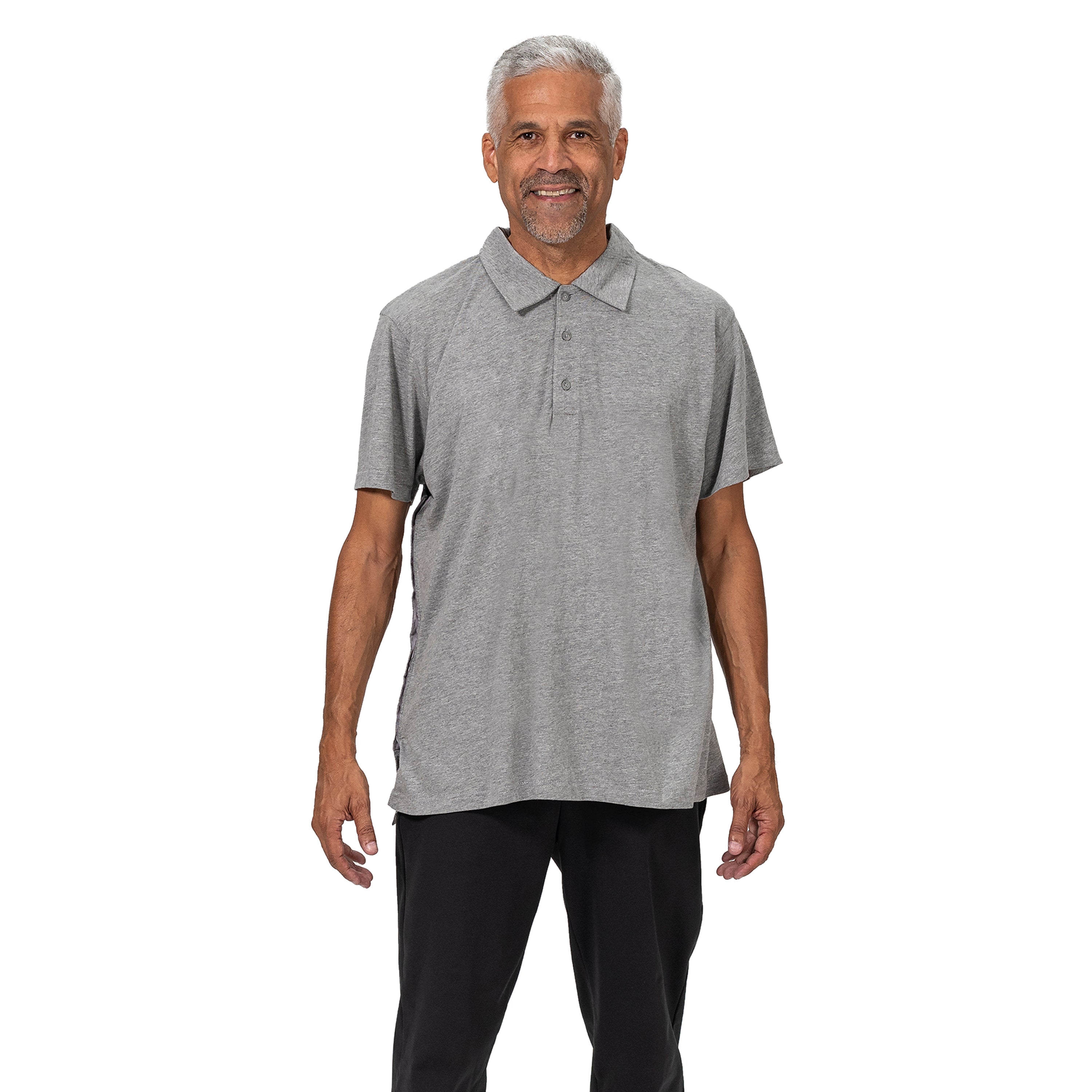 Men's adaptive open back polo - Gray - front