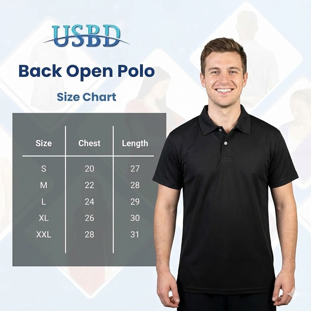 Men's adaptive open back polo - Size chart
