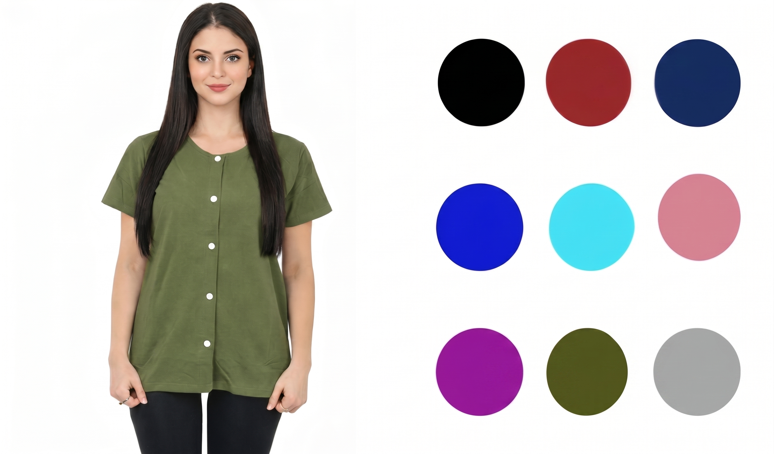 USBD Crew Neck Post Mastectomy Shirt with Drain Pockets After Surgery Post Op Button Down Shirt