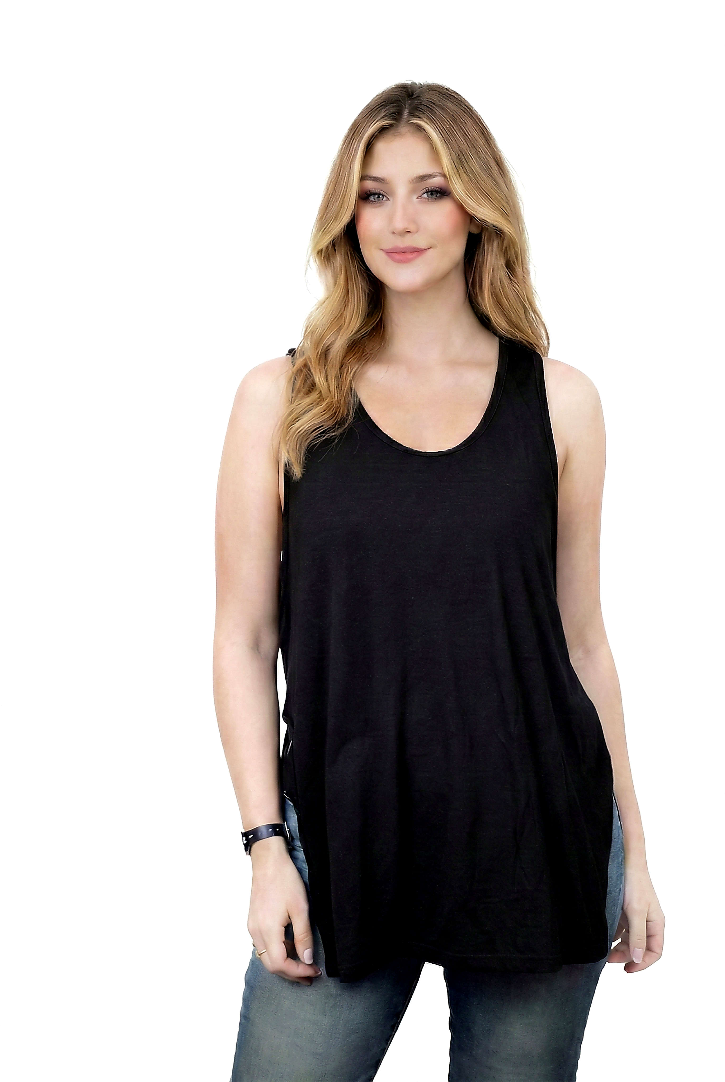 Surgery shoulder snap tank - Women's Black - front
