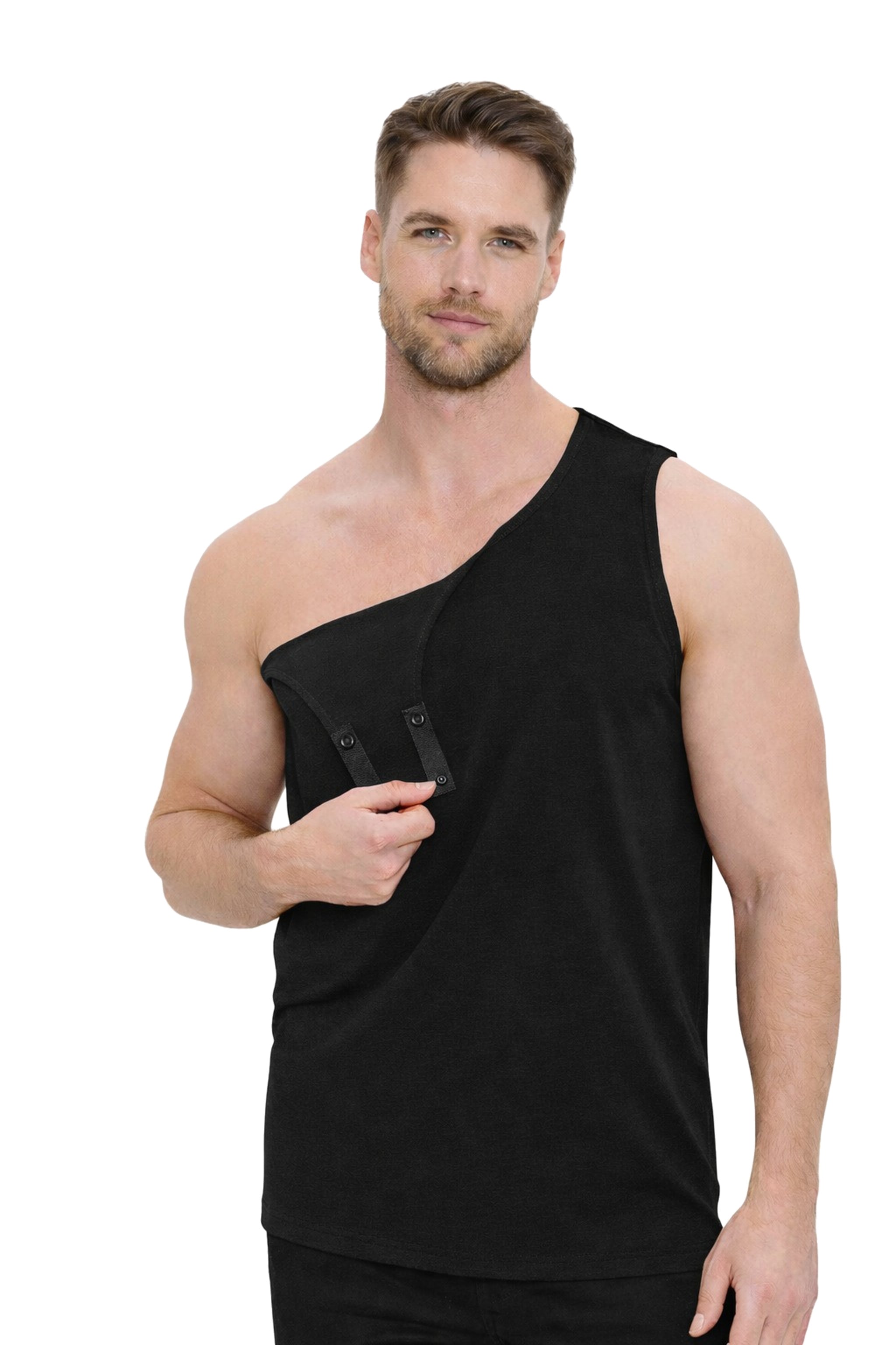 Surgery shoulder snap tank - Men's Black - shoulder snaps open