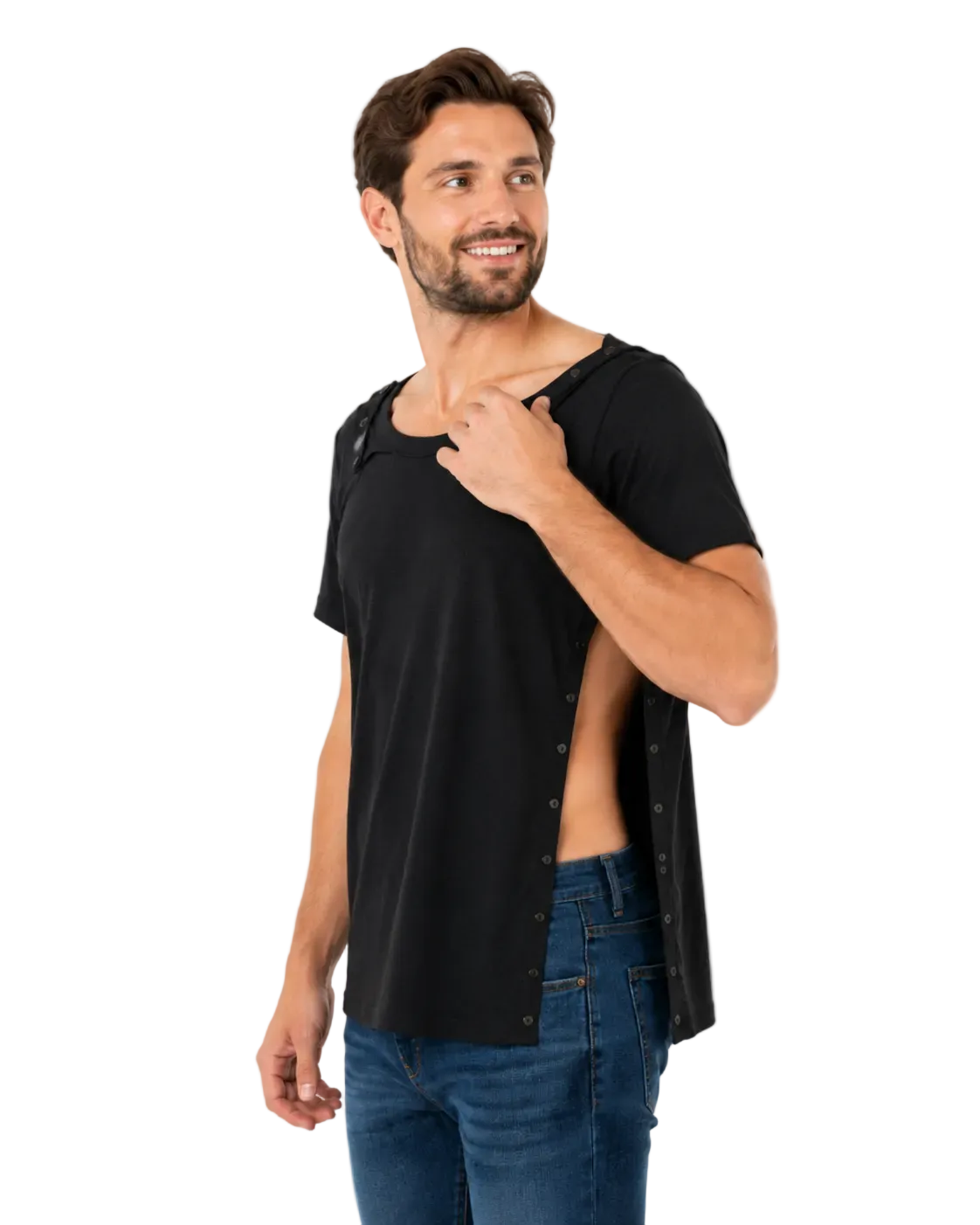 USBD Post Surgery Shirts for Women Men After Shoulder Recovery Must Haves Clothing Snap Easy Access Side Open Adaptive Tshirt