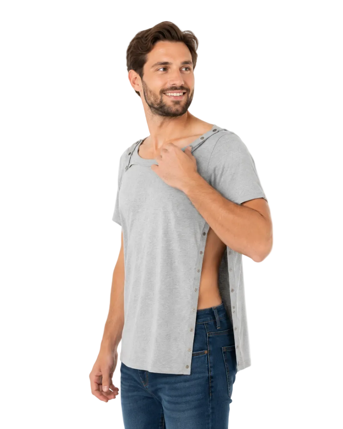 USBD Post Surgery Shirts for Women Men After Shoulder Recovery Must Haves Clothing Snap Easy Access Side Open Adaptive Tshirt