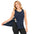 Post mastectomy drain pocket tank - Navy - front, drain pocket open