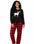 USBD Reindeer family matching Christmas pajama set, black reindeer top with red buffalo plaid pants