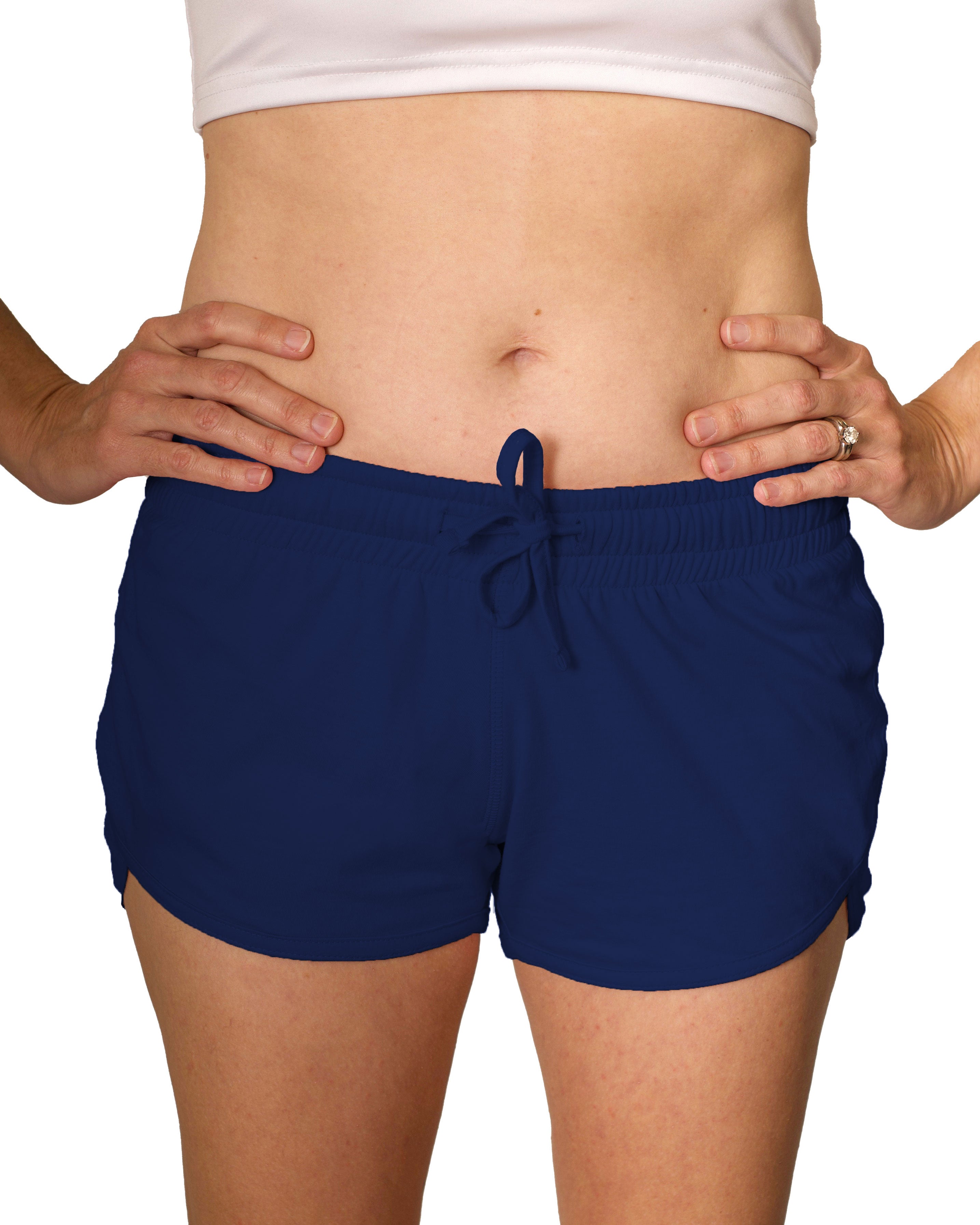 Women's yoga shorts - Navy - front