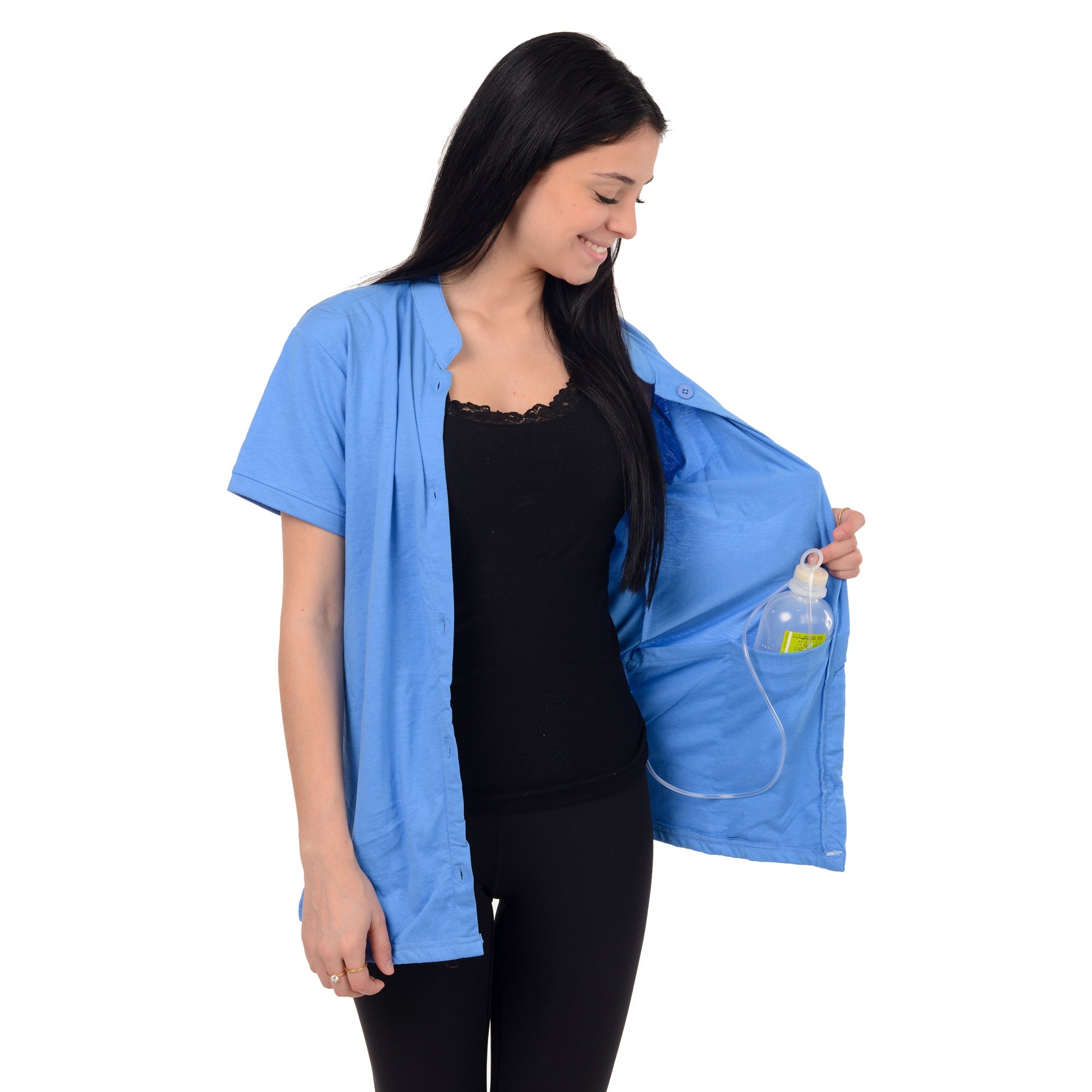 Post Mastectomy Band collar shirt with Drain pockets Camisole for Drain Management Systems