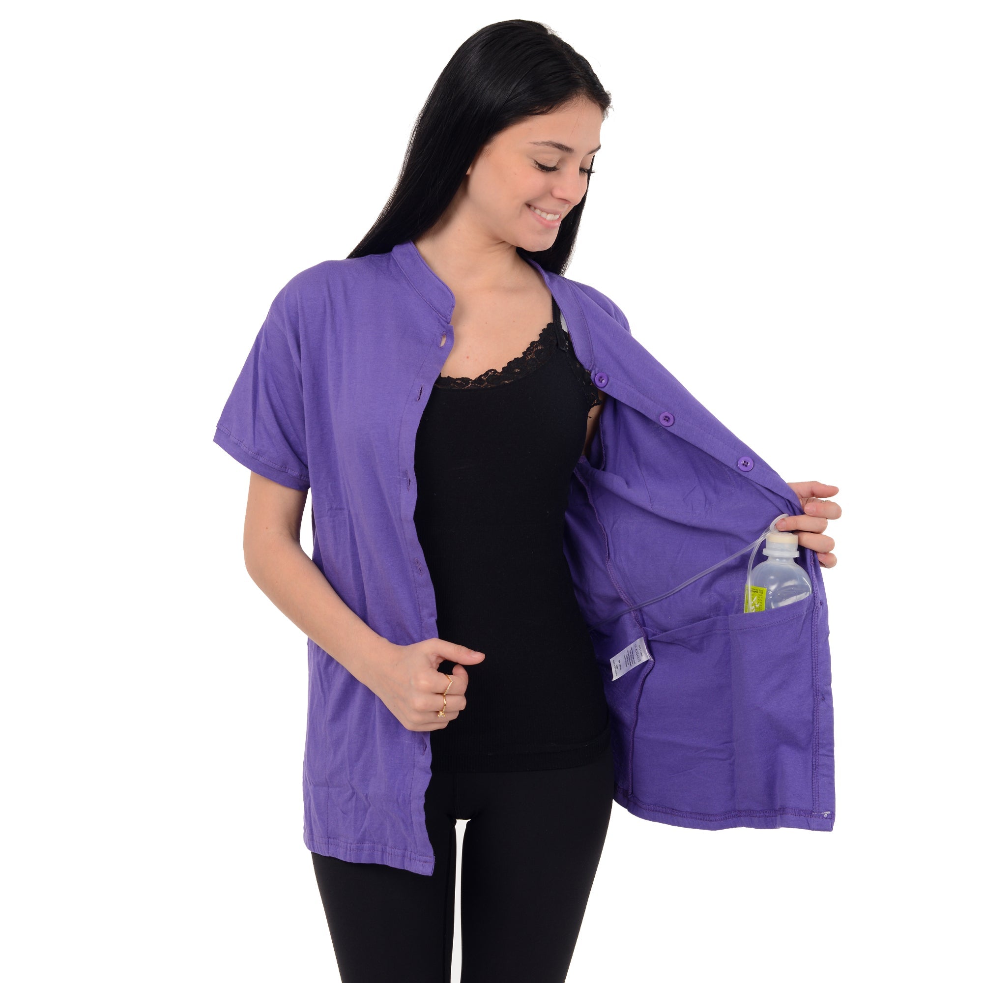 Post Mastectomy Band collar shirt with Drain pockets Camisole for Drain Management Systems