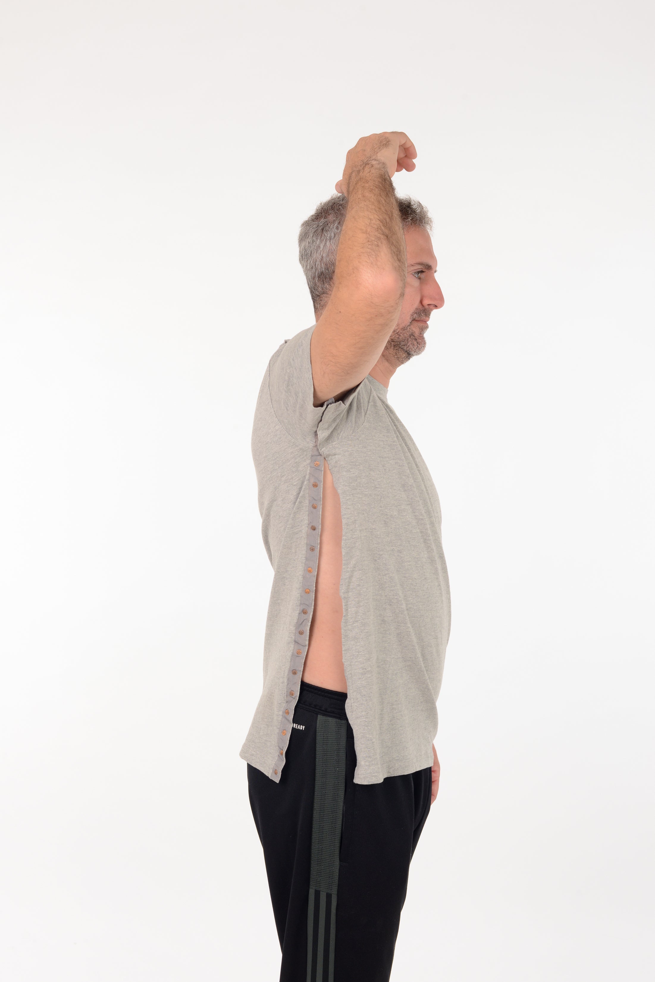 Post Surgery Recovery Tshirt Snap Open TearAway Shirt