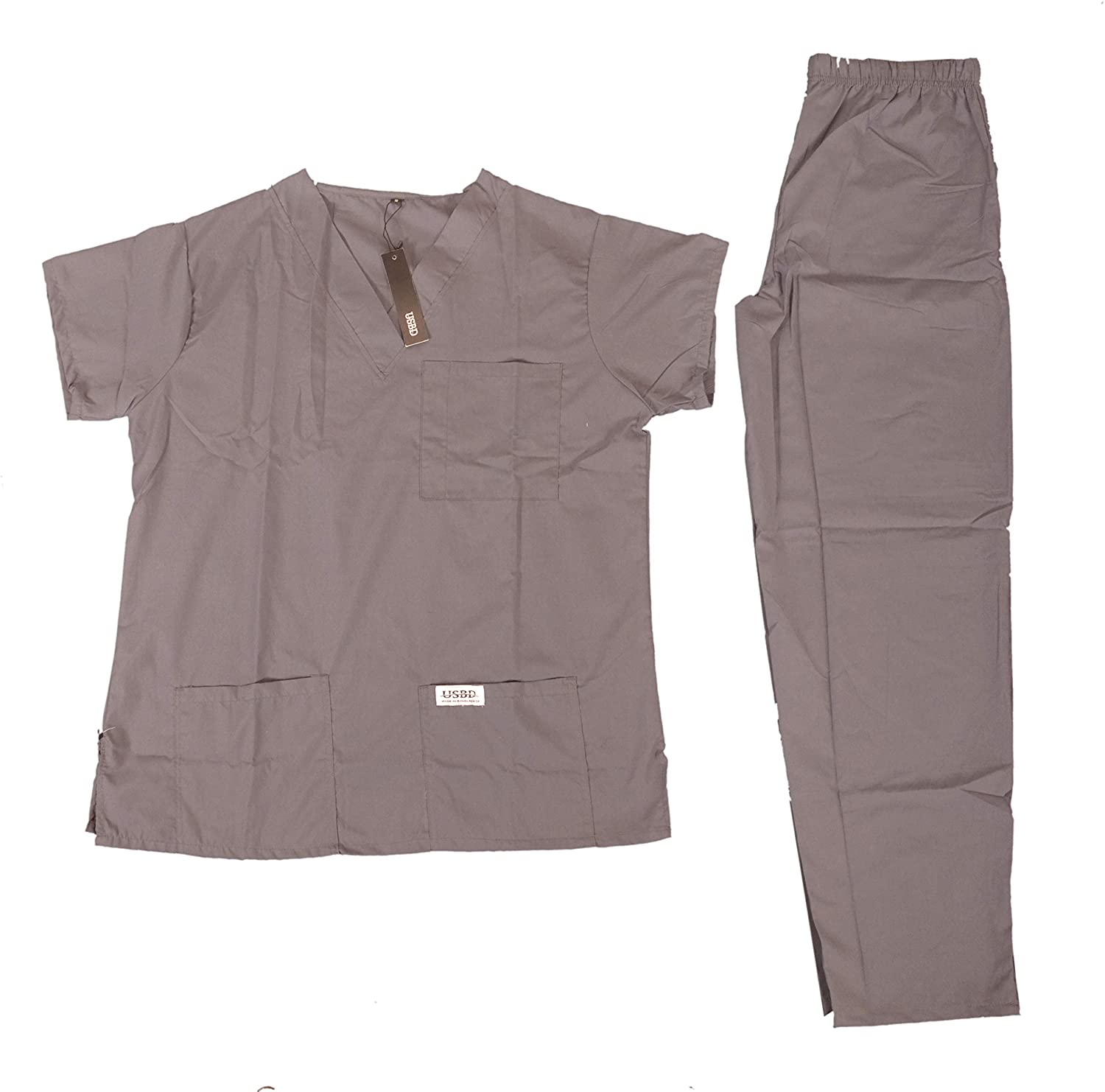 USBD Premium Medical Scrubs Sets for Men Hospital Uniform Dress V-Neck Shirt & Drawstring Pant Set