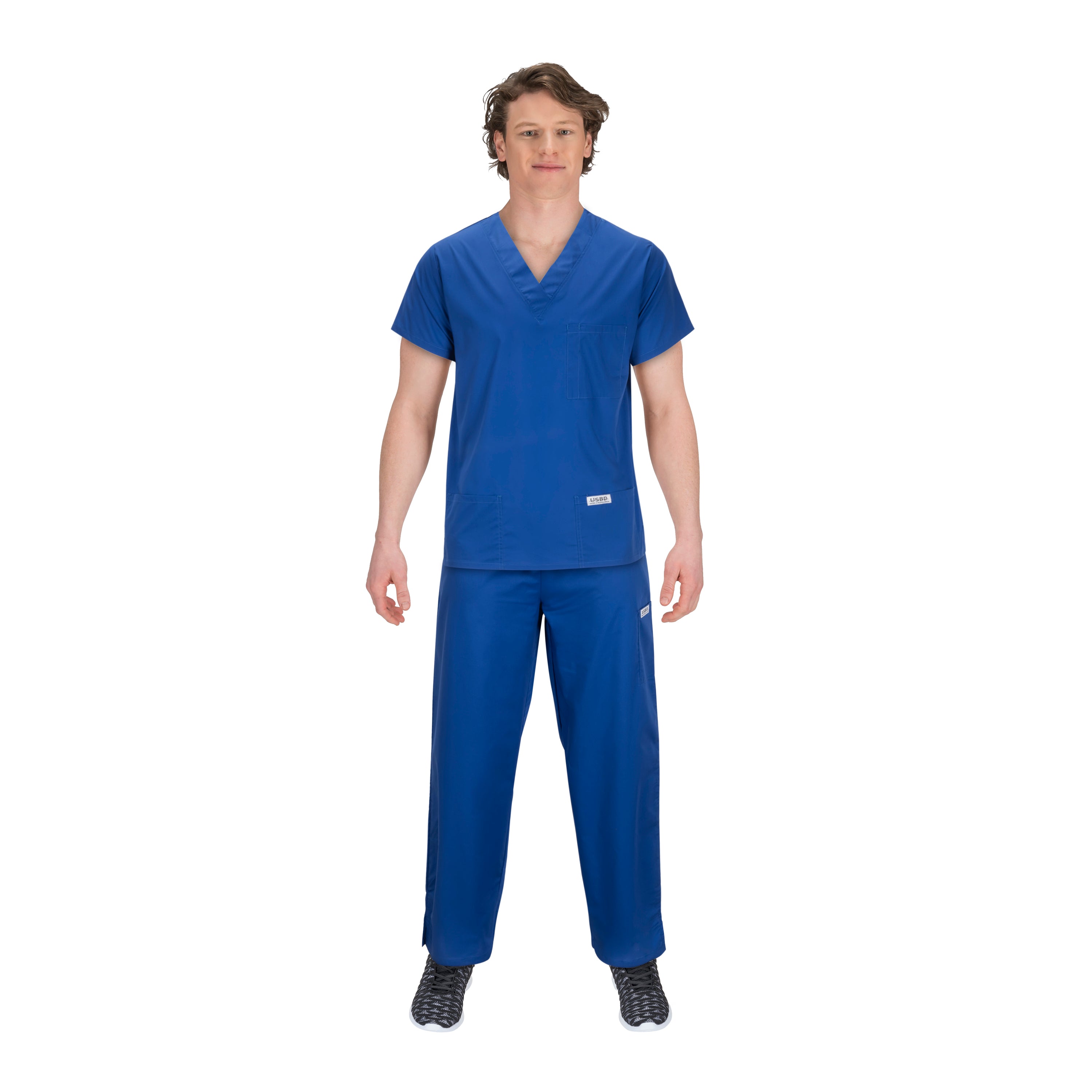 USBD Premium Medical Scrubs Sets for Men Hospital Uniform Dress V-Neck Shirt & Drawstring Pant Set