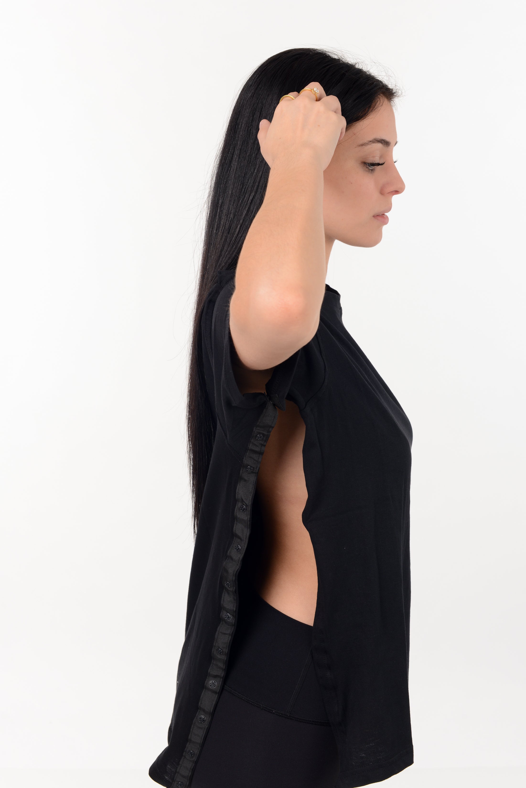 Post Surgery Recovery Tshirt Snap Open TearAway Shirt