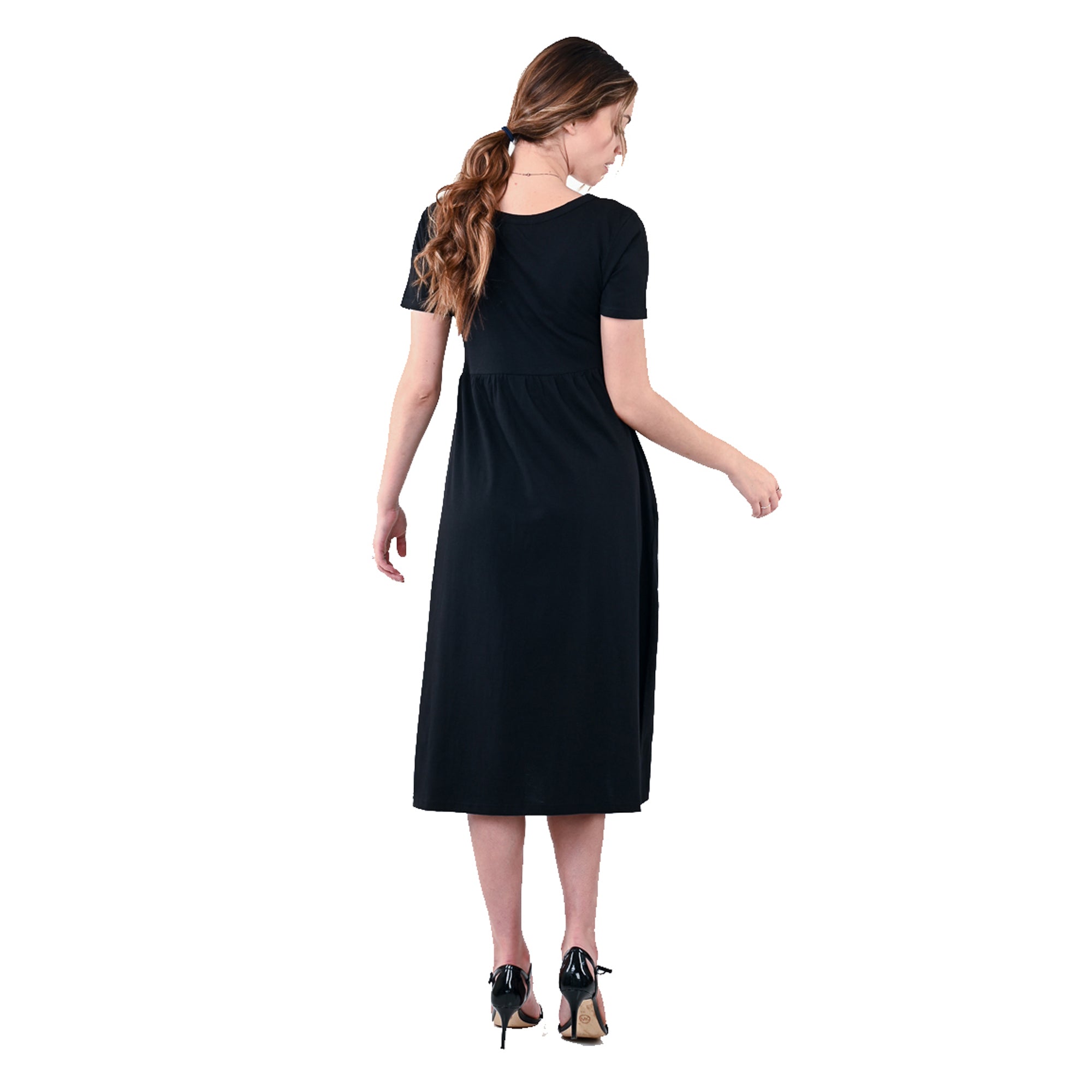USBD Premium Cotton Made Maxi Dress with Pockets Waisted Casual Long Maxi Dress