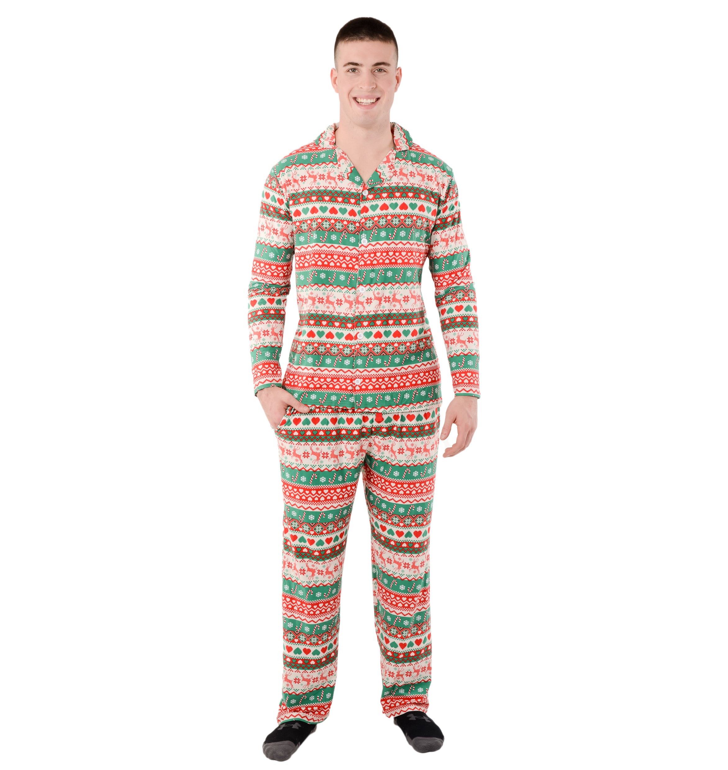 Christmas Family Matching Lapel Collar Pajama Sets for men women unisex Couple Pjs
