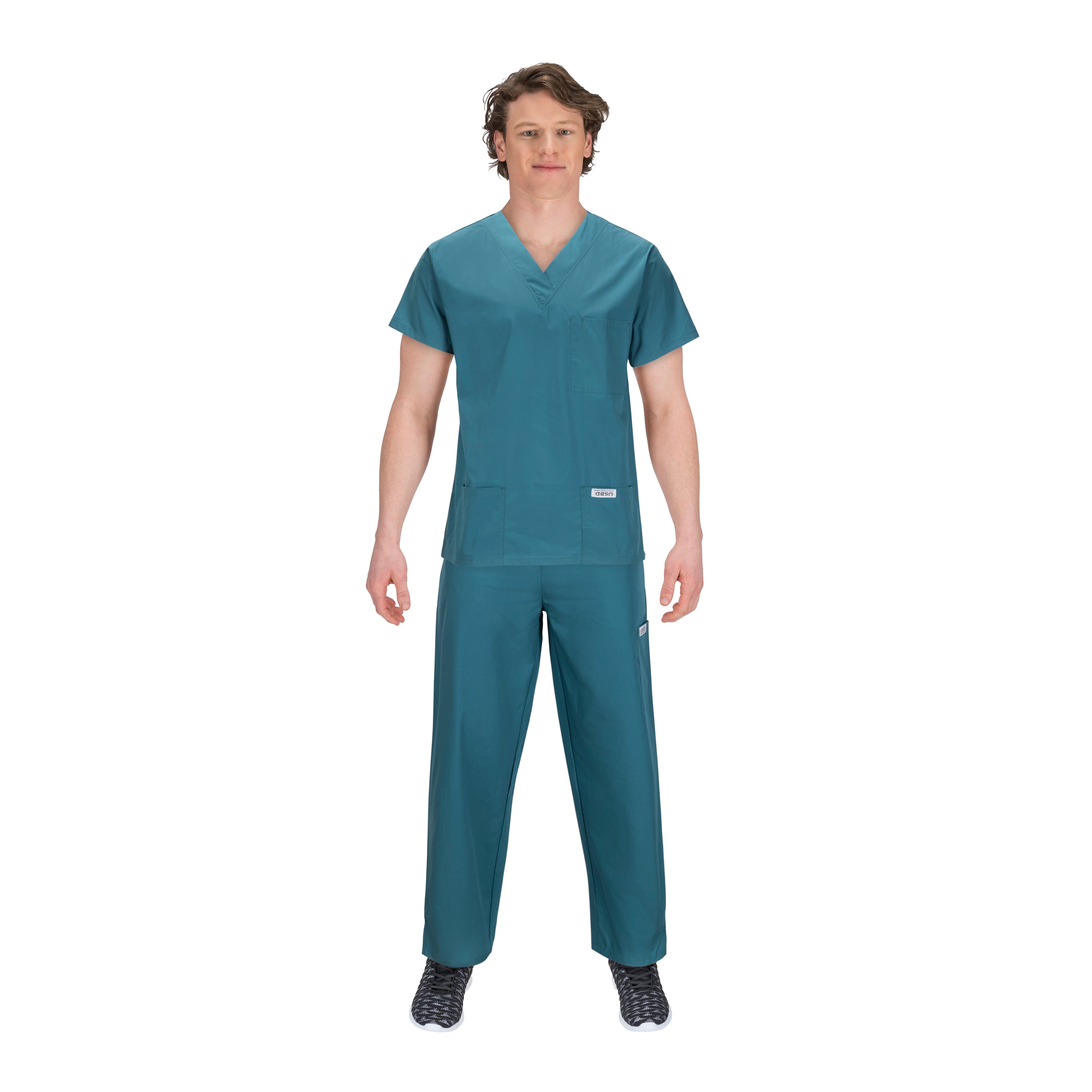 USBD Premium Medical Scrubs Sets for Men Hospital Uniform Dress V-Neck Shirt & Drawstring Pant Set