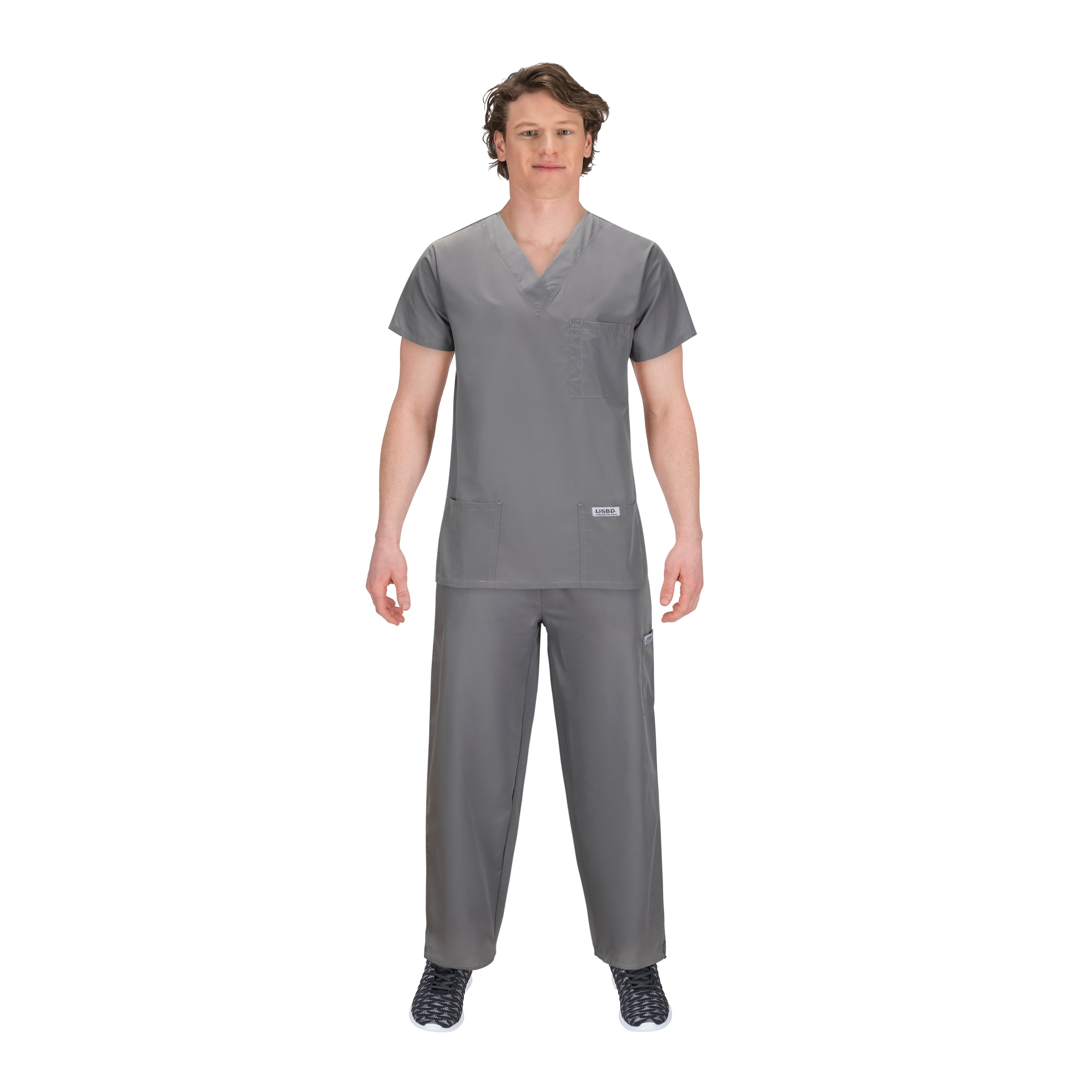 USBD Premium Medical Scrubs Sets for Men Hospital Uniform Dress V-Neck Shirt & Drawstring Pant Set