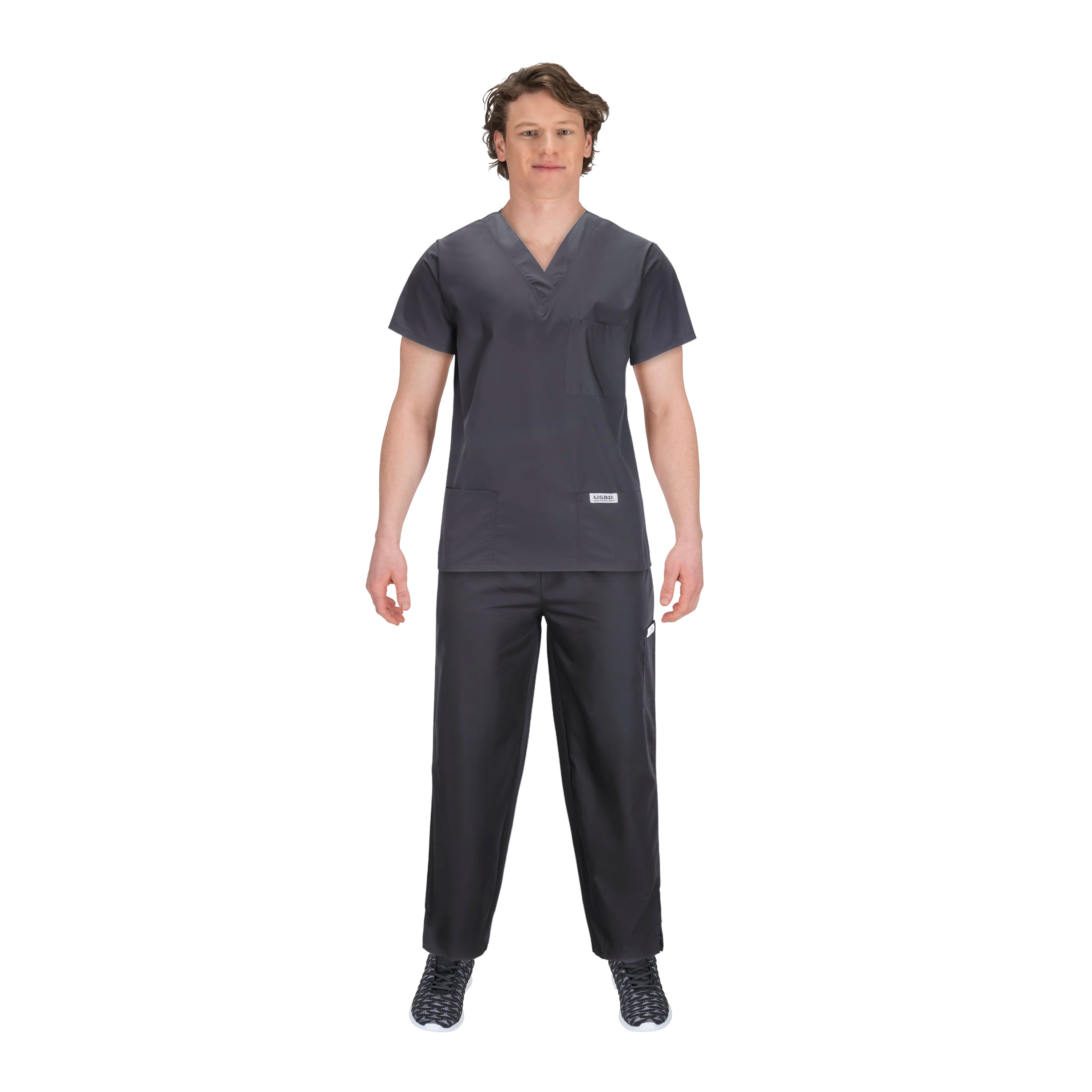 USBD Premium Medical Scrubs Sets for Men Hospital Uniform Dress V-Neck Shirt & Drawstring Pant Set