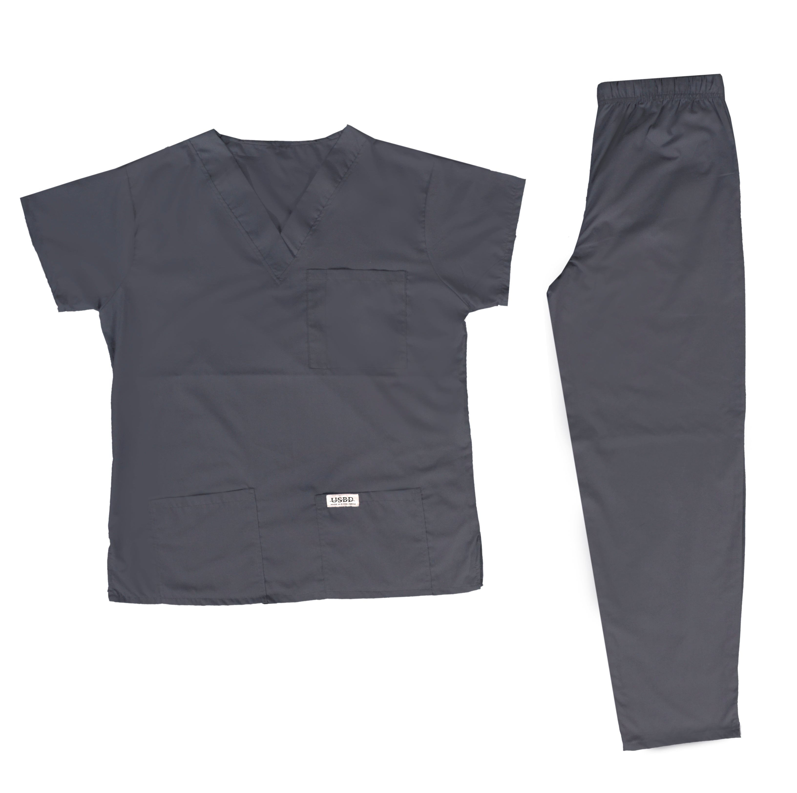 USBD Premium Medical Scrubs Sets for Men Hospital Uniform Dress V-Neck Shirt & Drawstring Pant Set