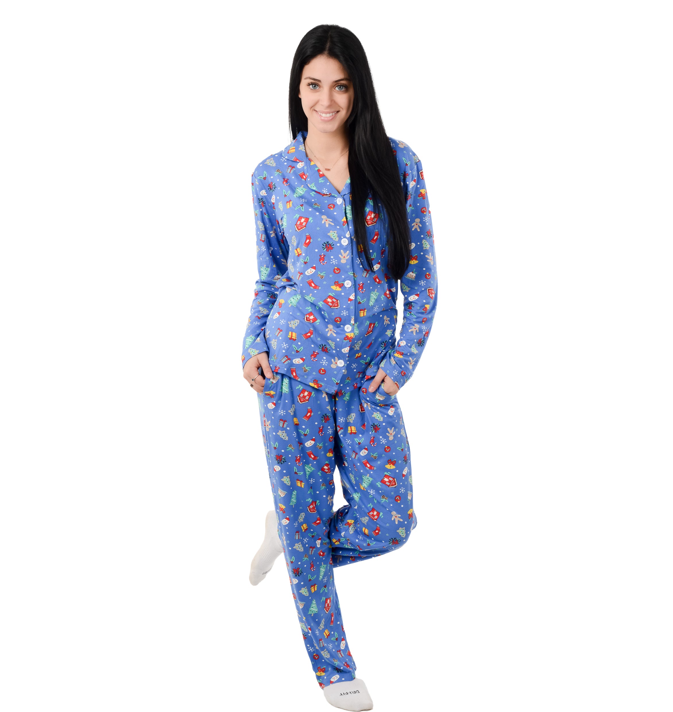 Christmas Family Matching Lapel Collar Pajama Sets for men women unisex Couple Pjs