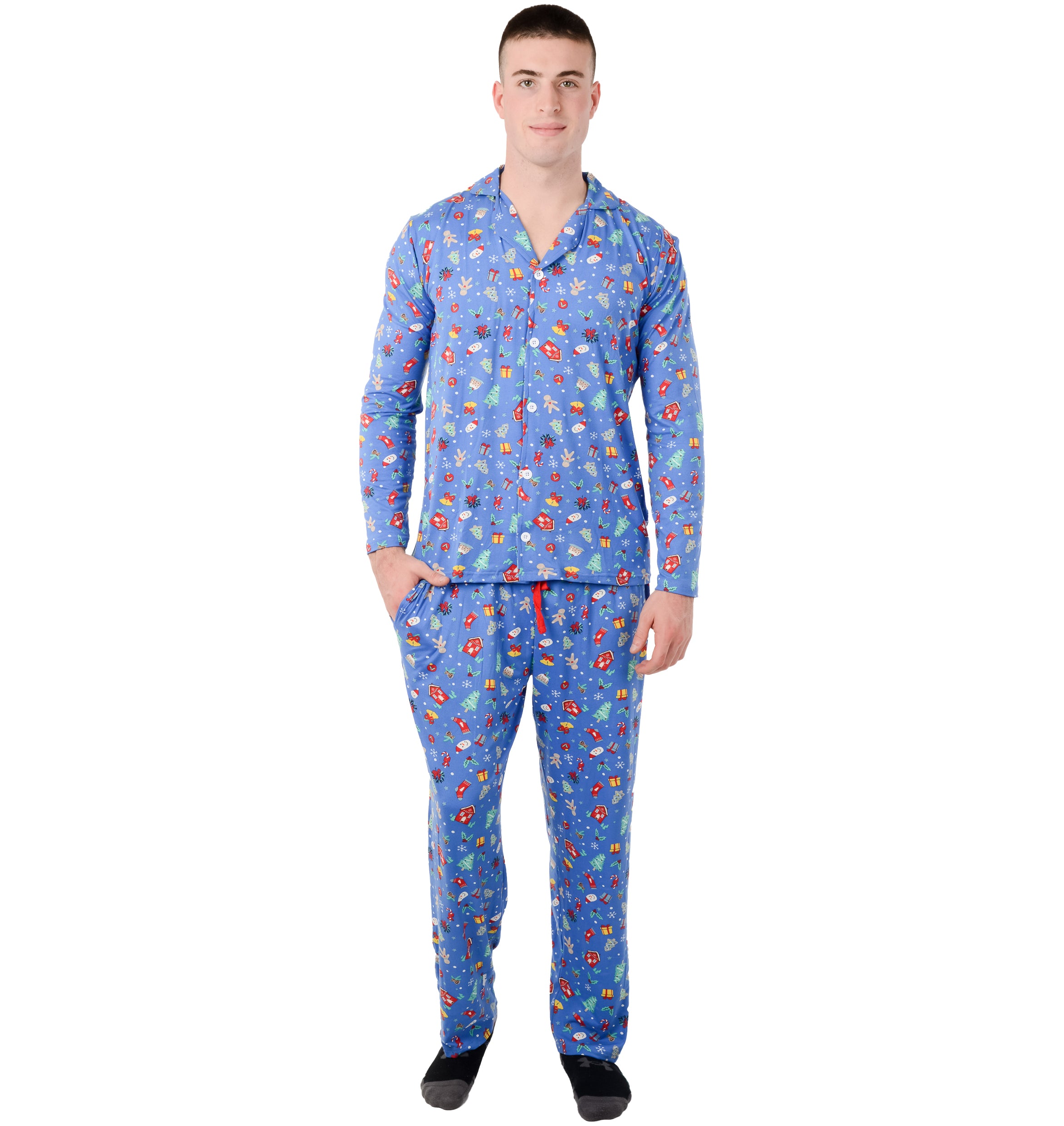 Christmas Family Matching Lapel Collar Pajama Sets for men women unisex Couple Pjs