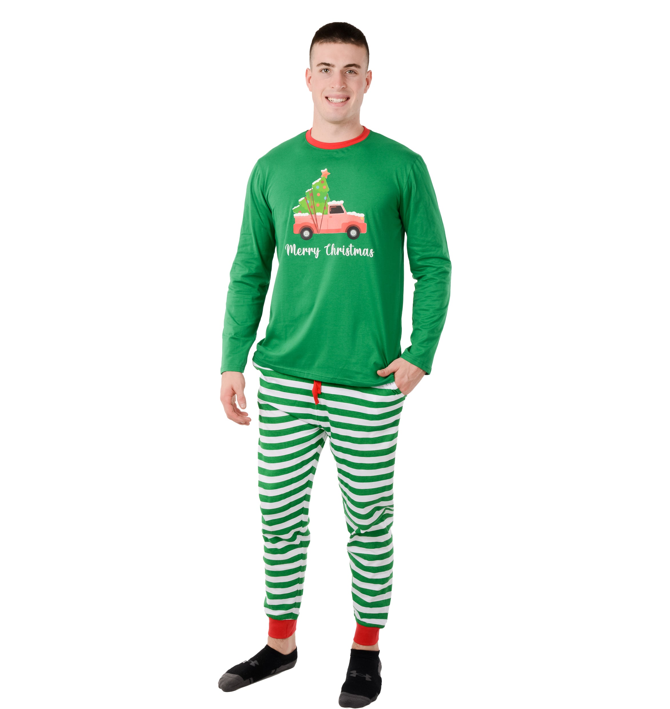 Christmas Family Matching Pajama sets Red Green Stripe Couple PJ Design