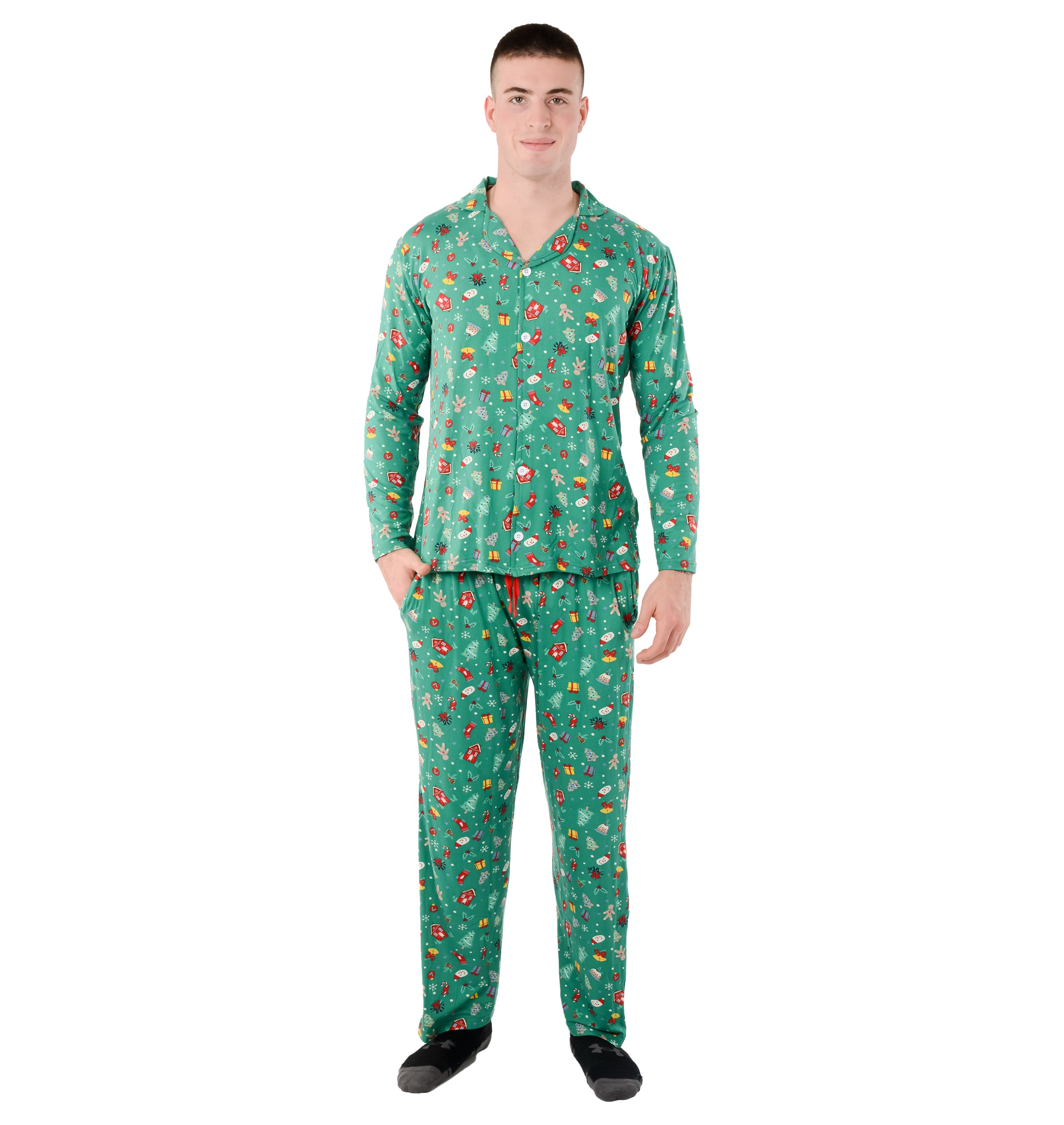 Christmas Family Matching Lapel Collar Pajama Sets for men women unisex Couple Pjs