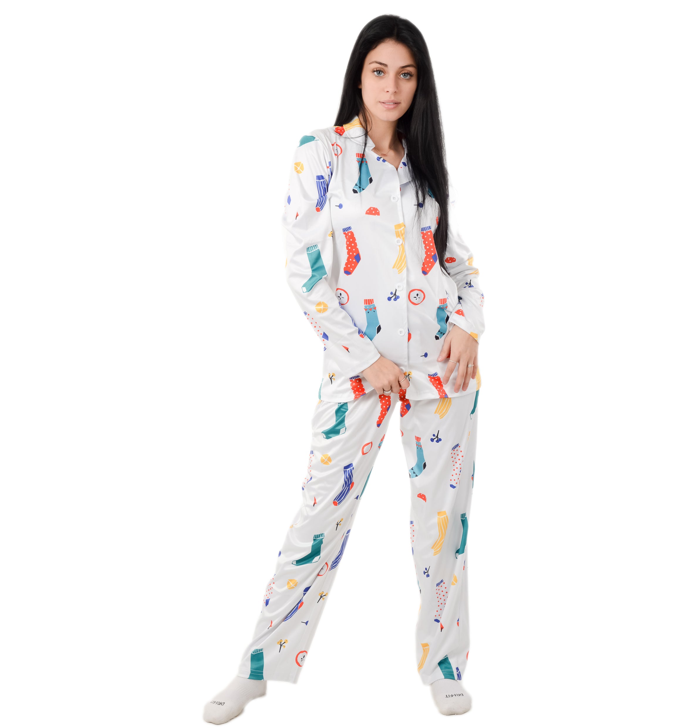 Christmas Family Matching Lapel Collar Pajama Sets Premium Microfiber Polyester Fabric Couple Pj