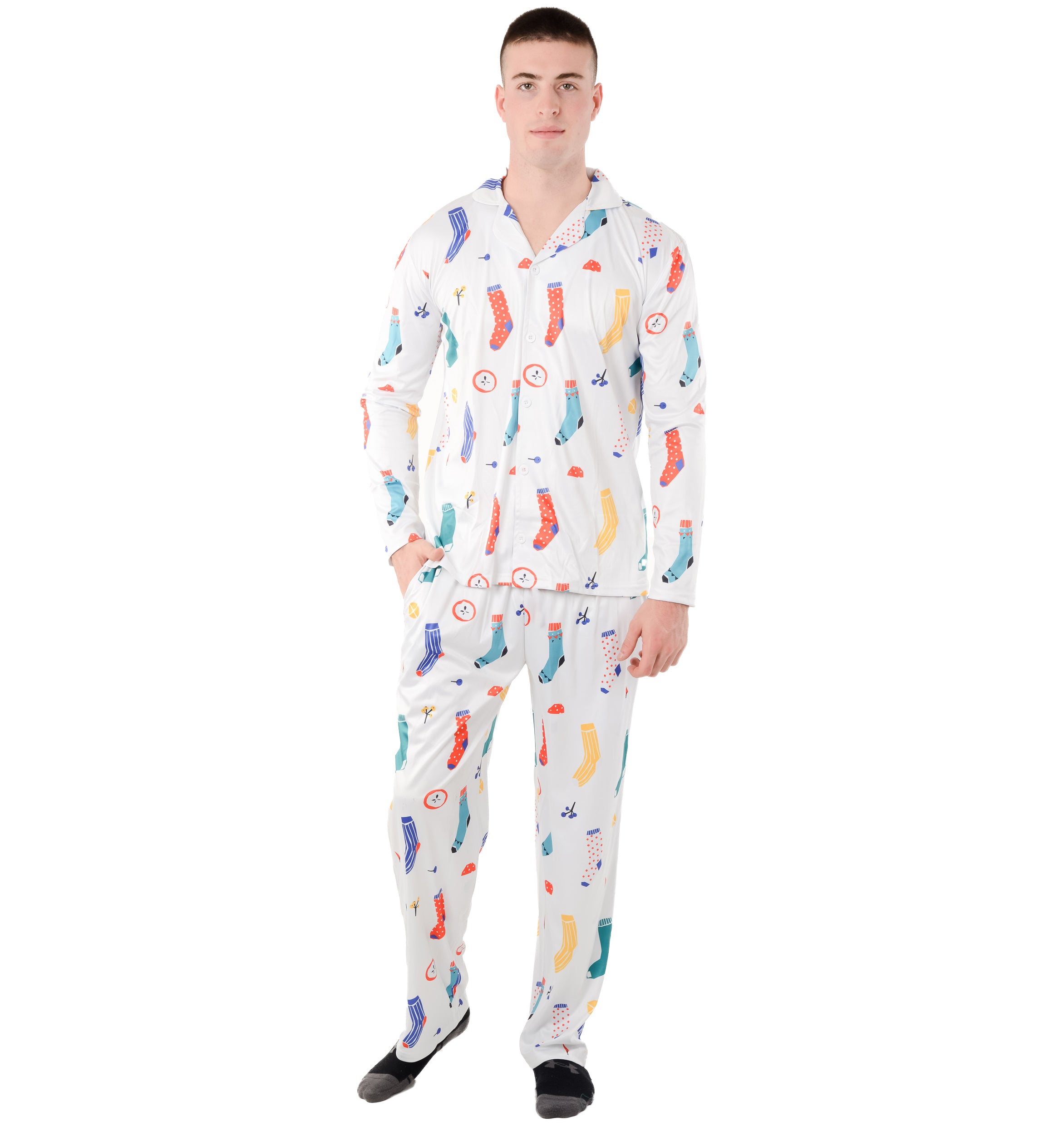 Christmas Family Matching Lapel Collar Pajama Sets Premium Microfiber Polyester Fabric Couple Pj