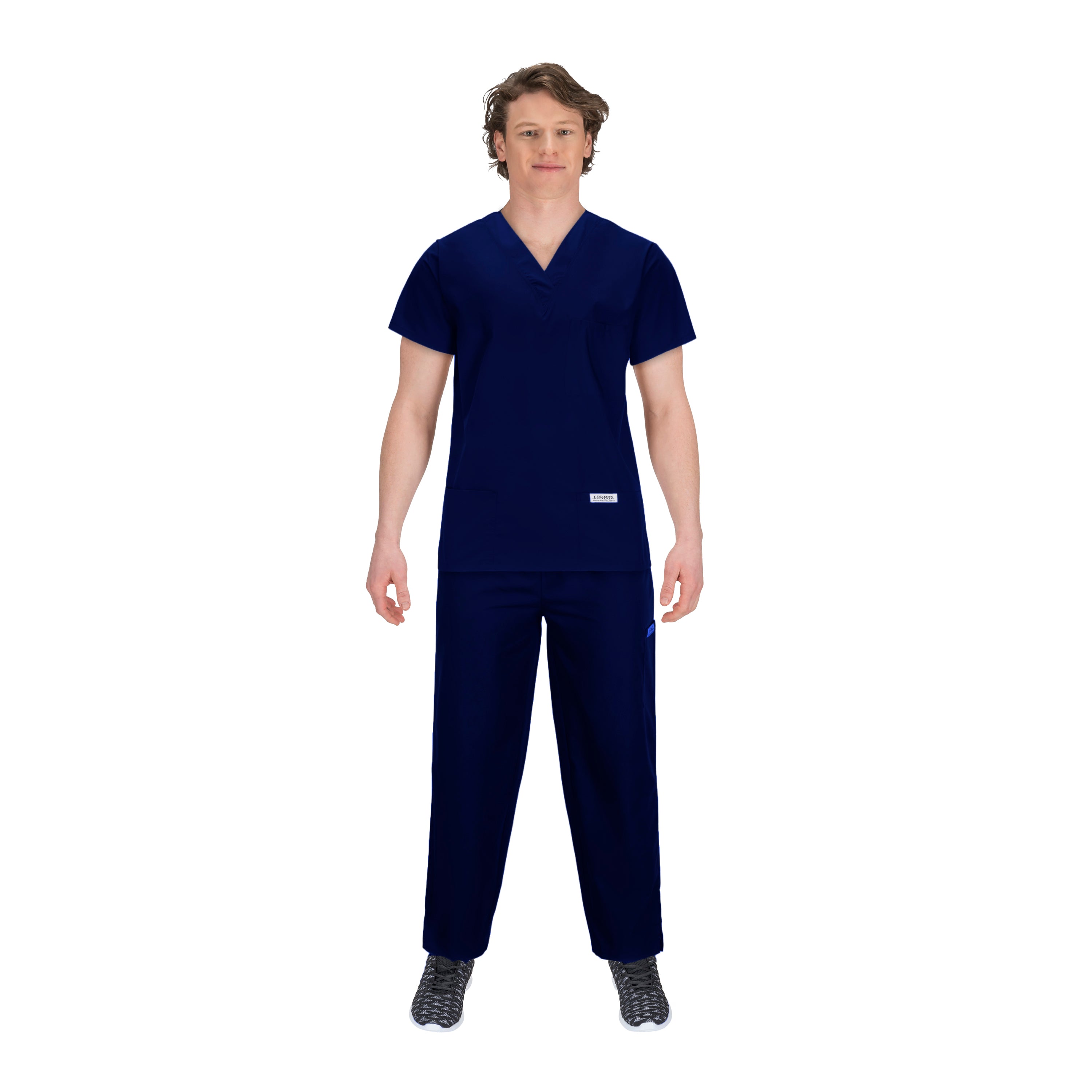 USBD Premium Medical Scrubs Sets for Men Hospital Uniform Dress V-Neck Shirt & Drawstring Pant Set