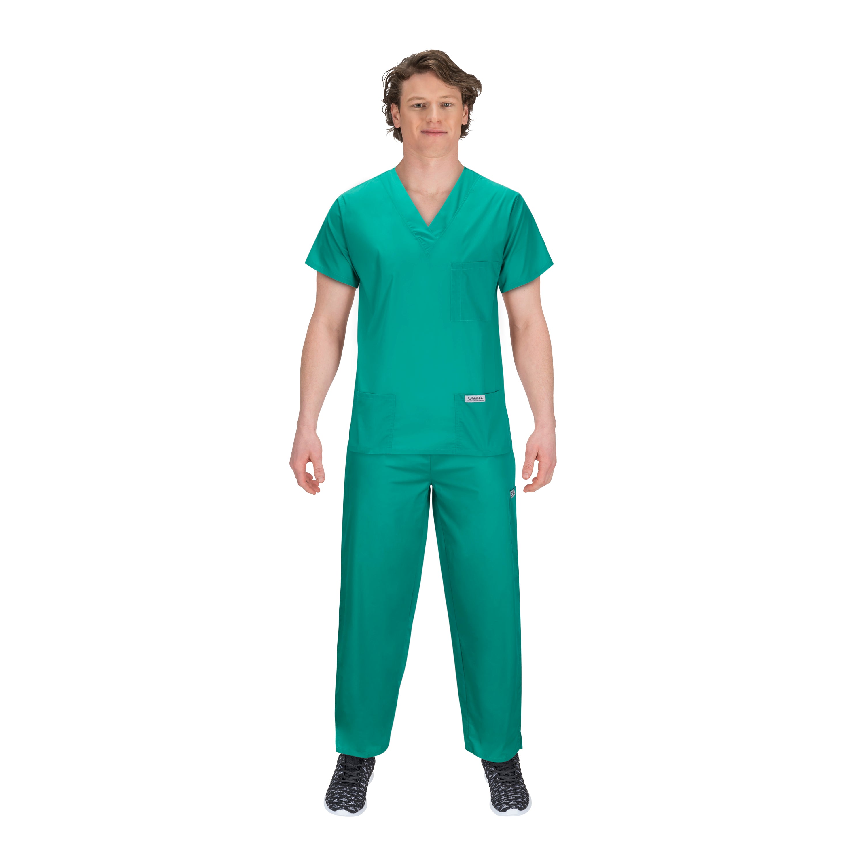 USBD Premium Medical Scrubs Sets for Men Hospital Uniform Dress V-Neck Shirt & Drawstring Pant Set